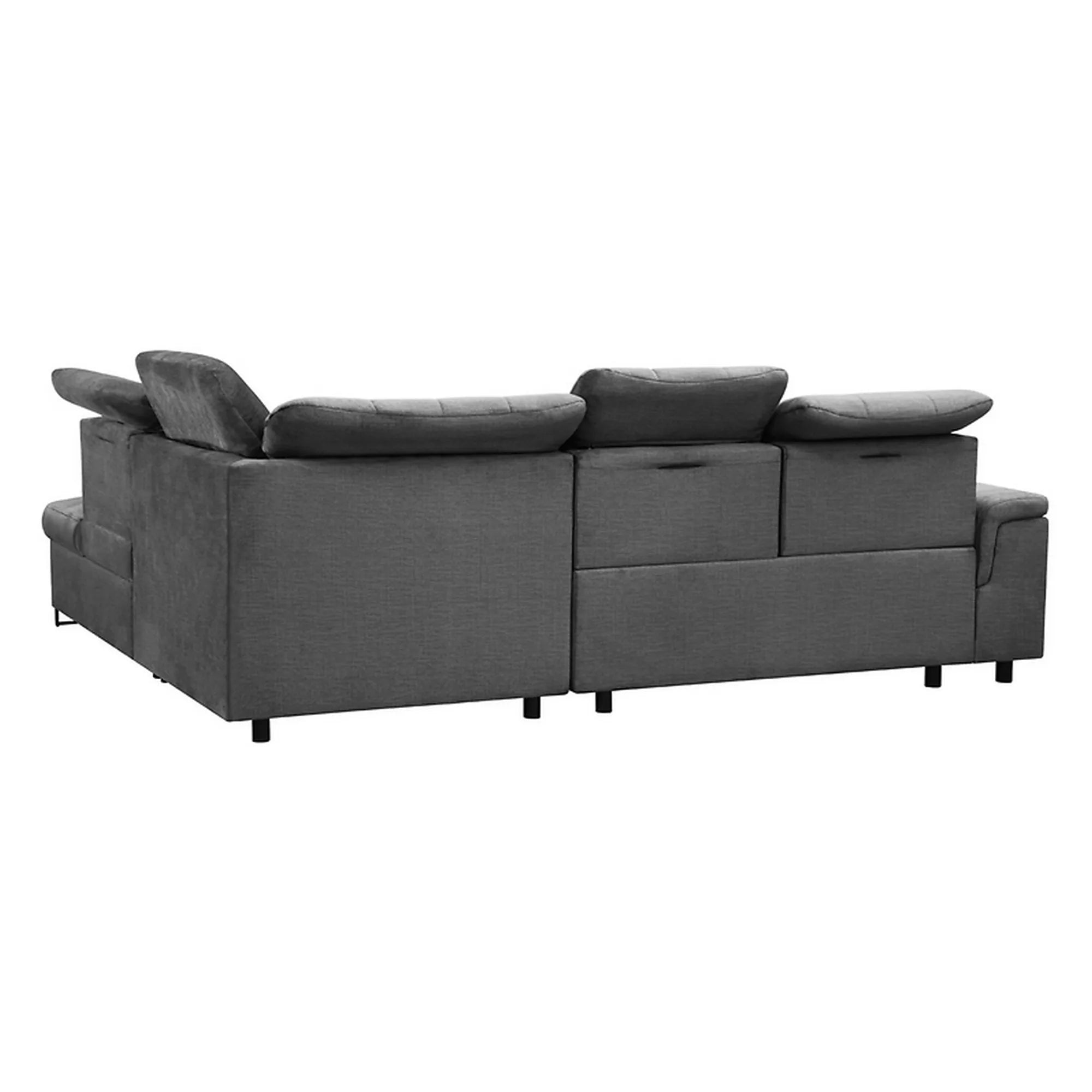 Coltar extensibil ARAGON, sezlong dreapta, stofa catifelata gri - Voss 15, cu lada depozitare, 270x230x150 cm