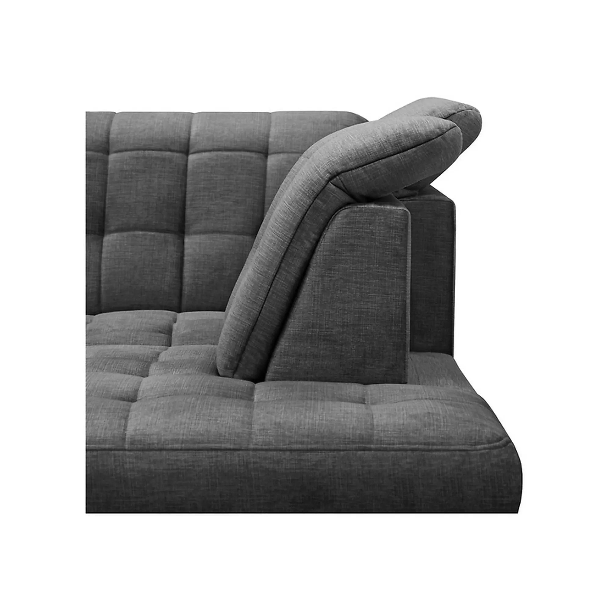 Coltar extensibil ARAGON, sezlong dreapta, stofa catifelata gri - Voss 15, cu lada depozitare, 270x230x150 cm