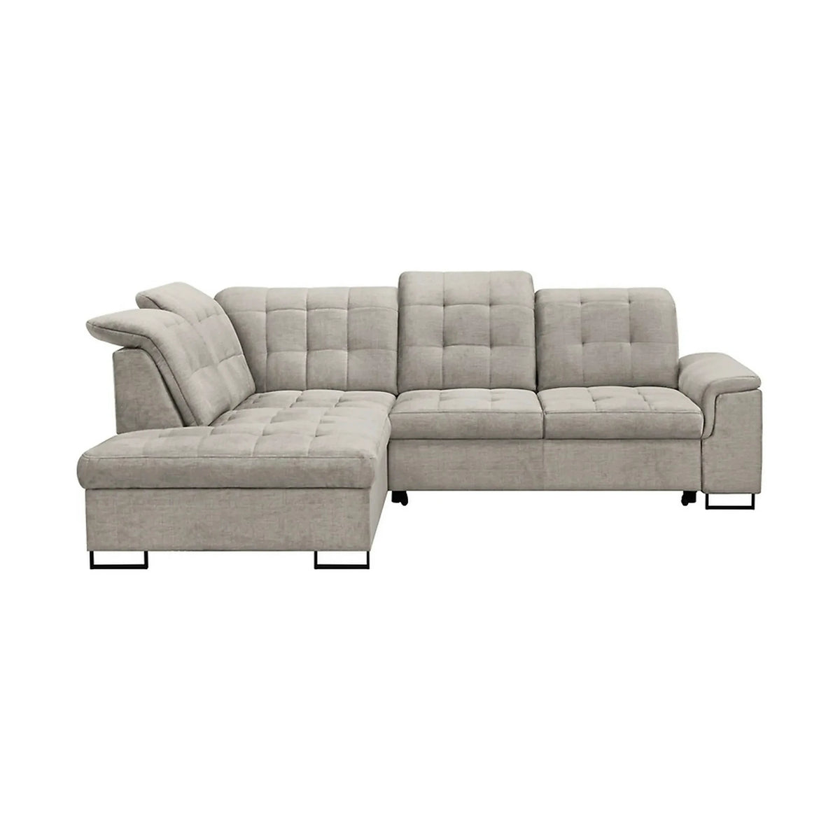 Coltar extensibil ARAGON, sezlong stanga, stofa catifelata bej - Voss 28, cu lada depozitare, 270x230x150 cm