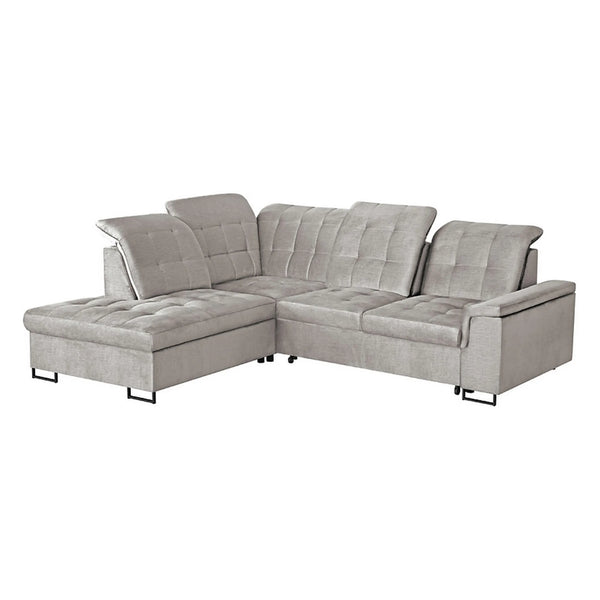 Coltar extensibil ARAGON, sezlong stanga, stofa catifelata bej - Voss 28, cu lada depozitare, 270x230x150 cm