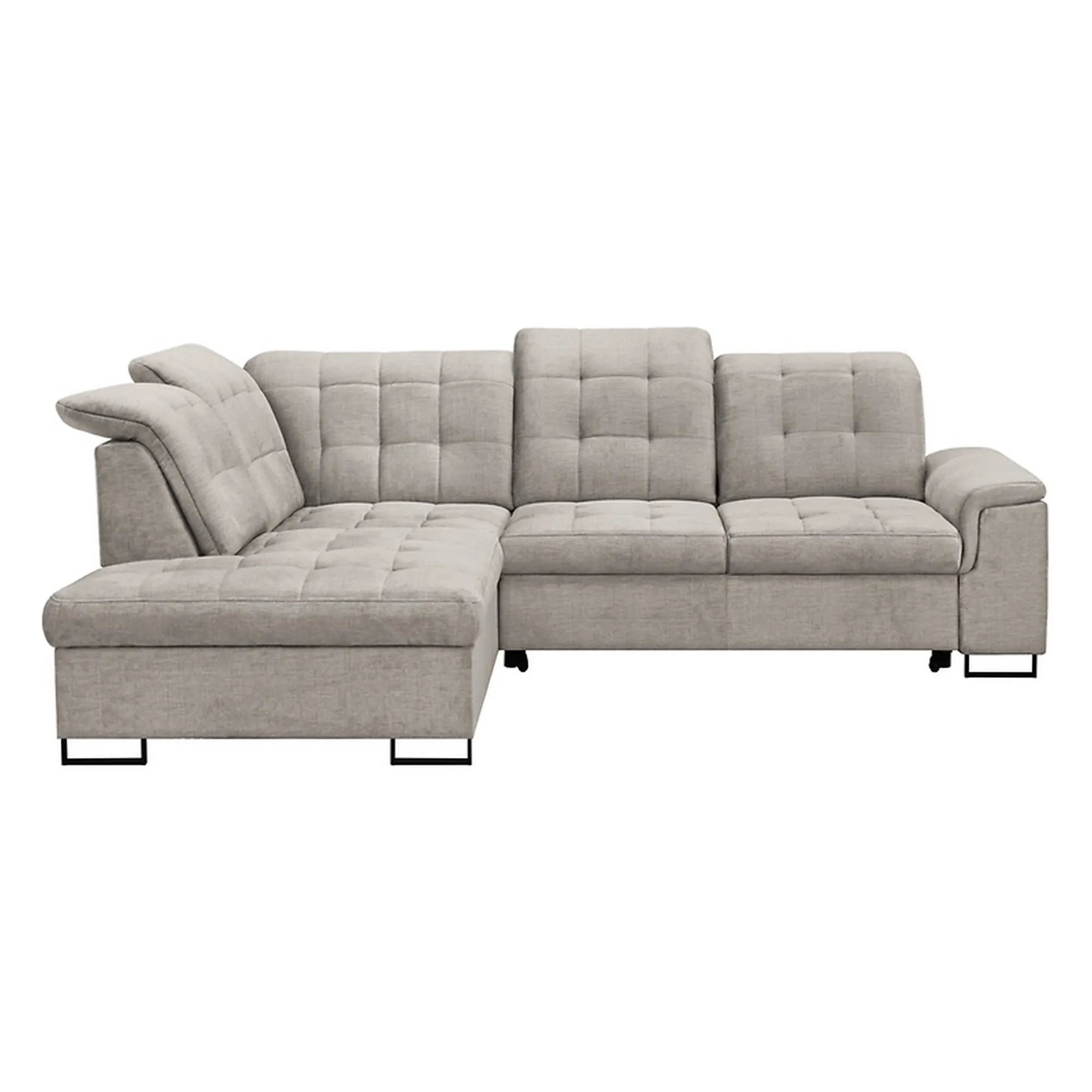 Coltar extensibil ARAGON, sezlong stanga, stofa catifelata bej - Voss 28, cu lada depozitare, 270x230x150 cm