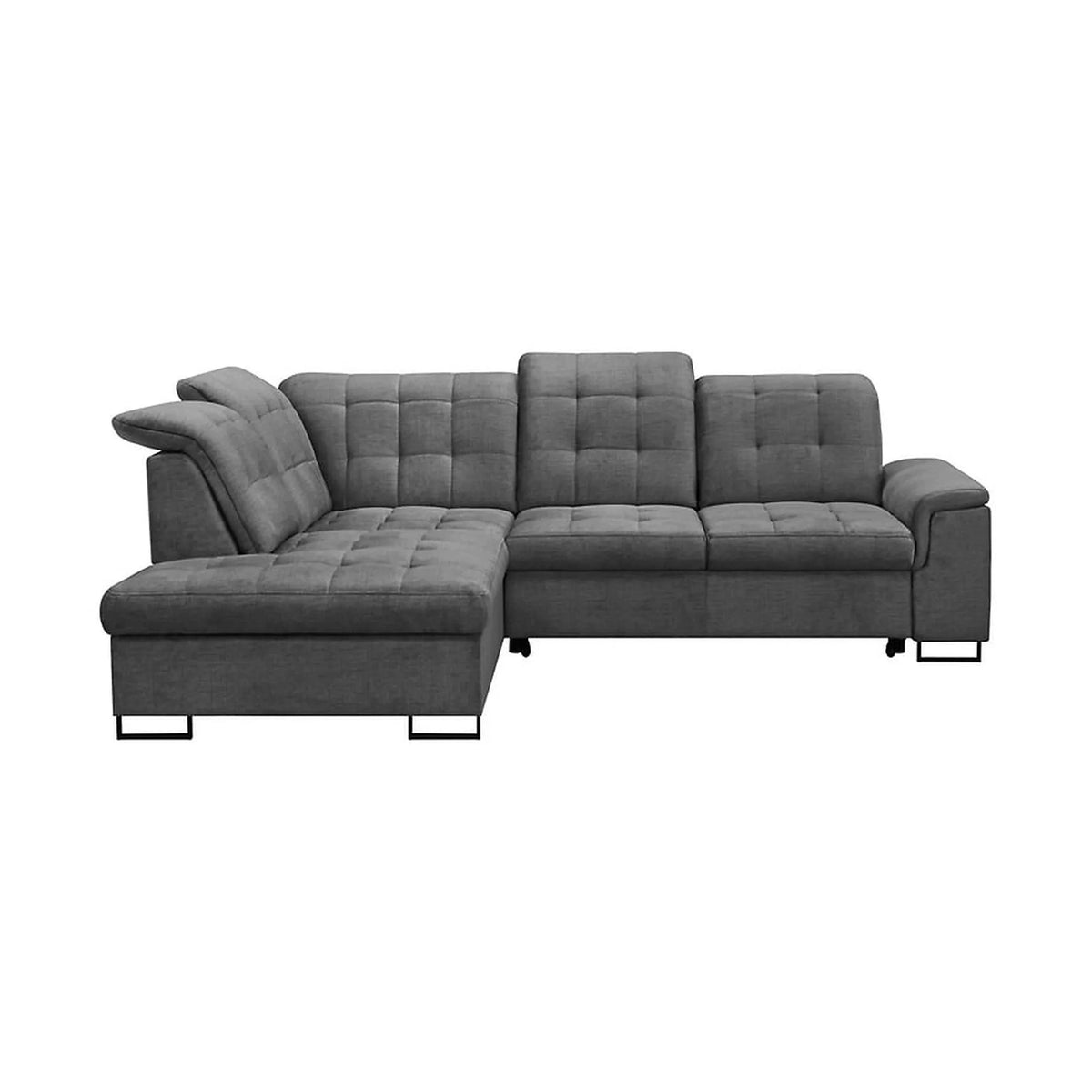 Coltar extensibil ARAGON, sezlong stanga, stofa catifelata gri - Voss 15, cu lada depozitare, 270x230x150 cm