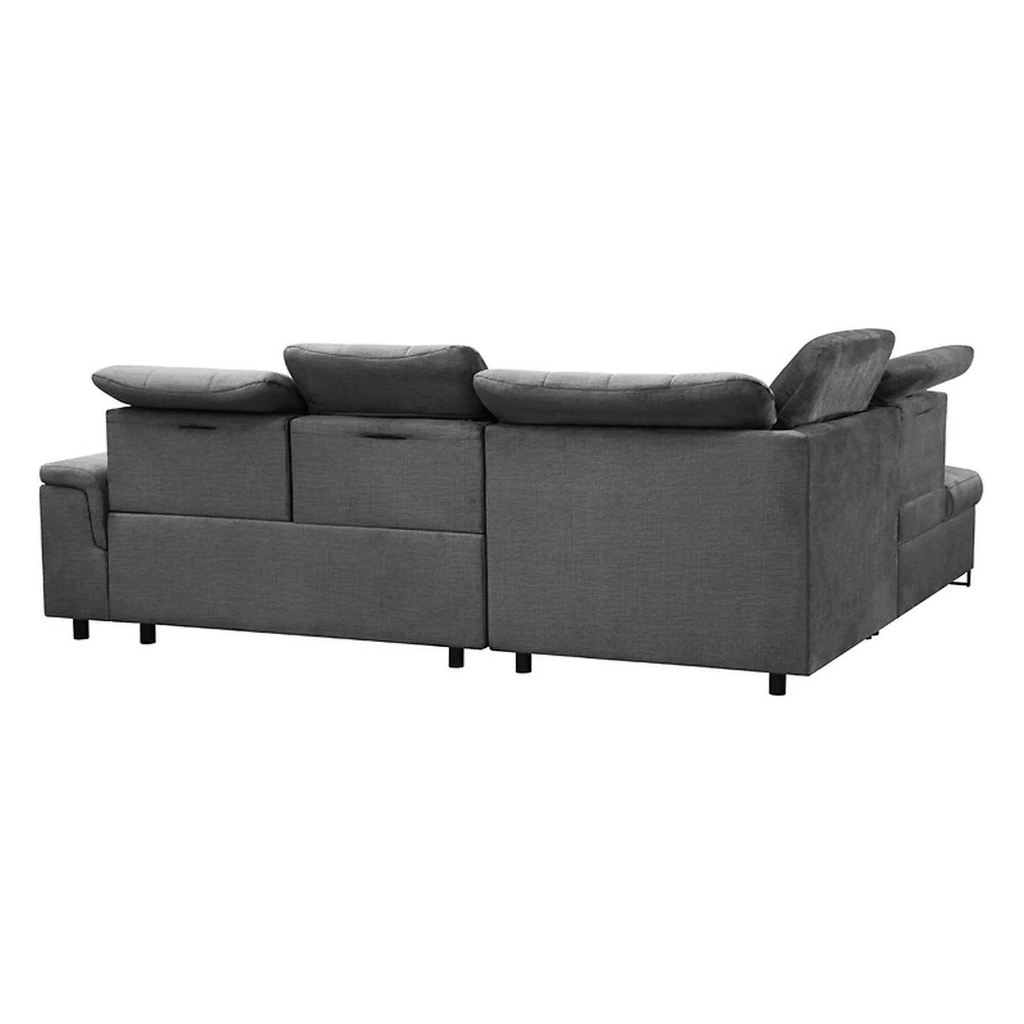 Coltar extensibil ARAGON, sezlong stanga, stofa catifelata gri - Voss 15, cu lada depozitare, 270x230x150 cm