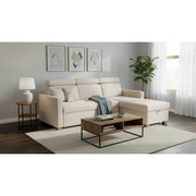 Coltar extensibil BRICO, universal, stofa catifelata bej - Element 17, cu lada depozitare, 204x168x99 cm