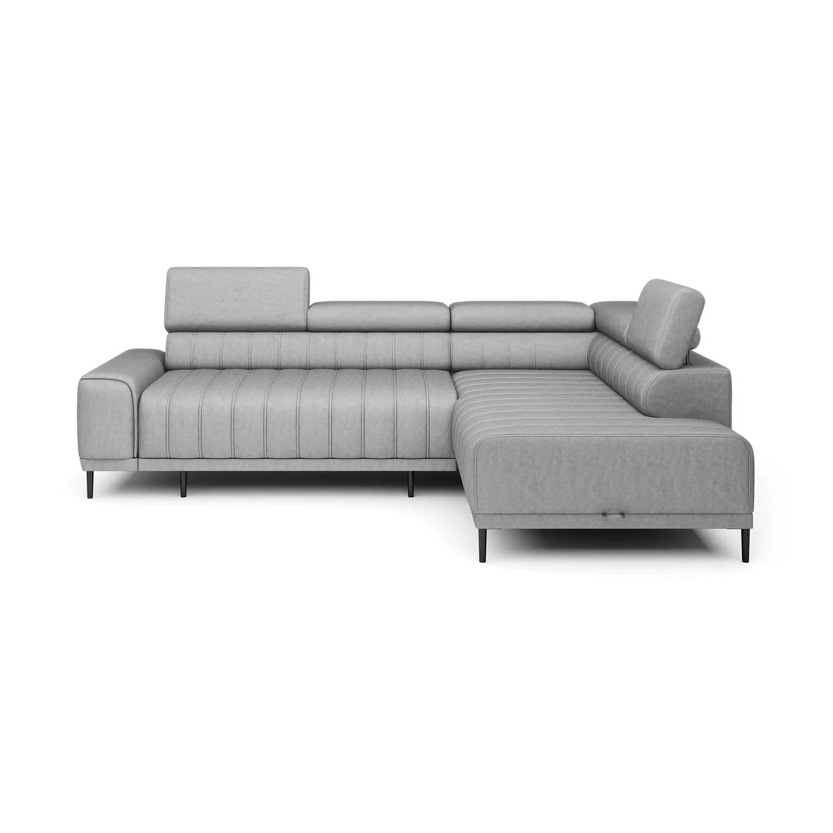 Coltar extensibil CALDO L, personalizabil, cu lada depozitare si tetiere reglabile, 268x200x99 cm