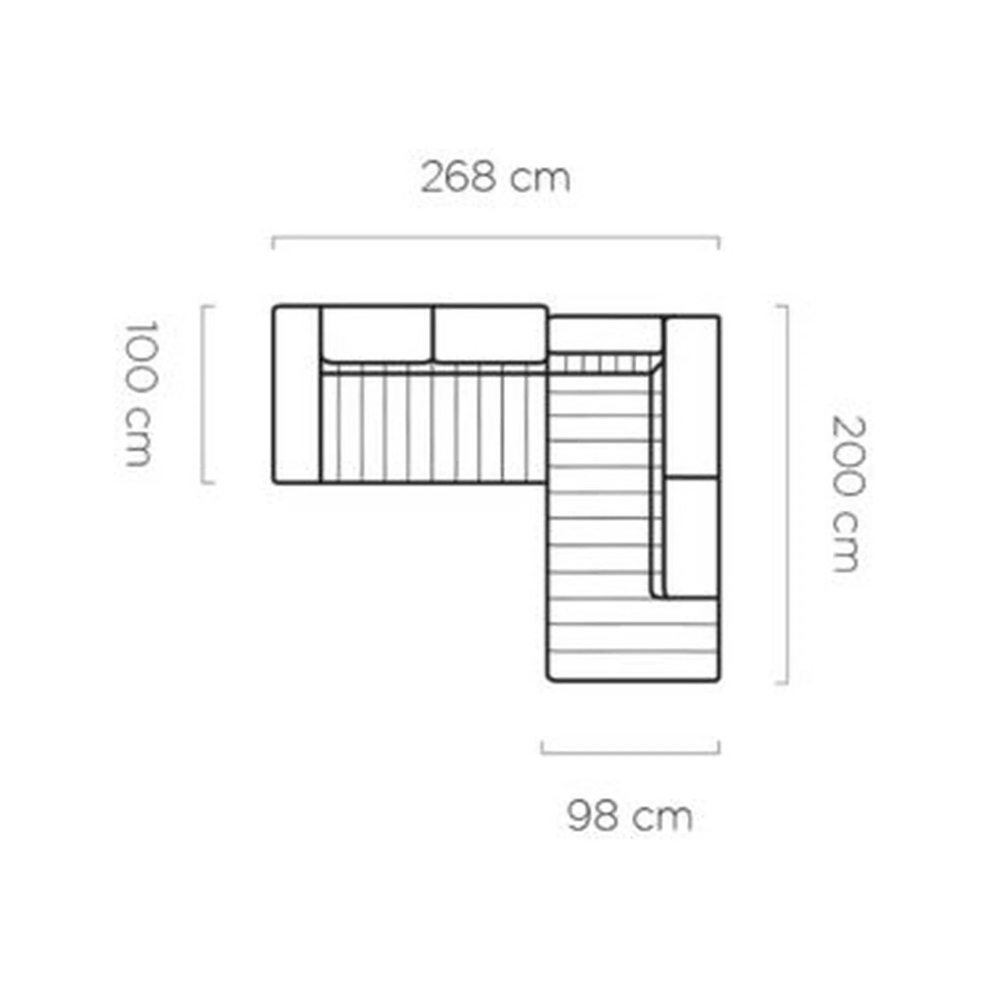 Coltar extensibil CALDO L, sezlong stanga, stofa catifelata crem - Salvador 01, Gama Premium, cu lada depozitare si tetiere reglabile, 268x200x99 cm