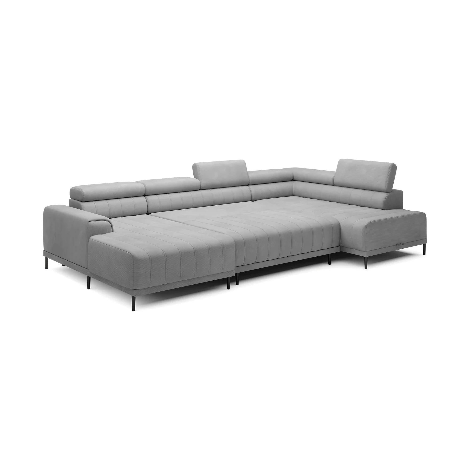 Coltar extensibil CALDO XL, personalizabil, cu lada depozitare si tetiere reglabile, 342x200x99 cm