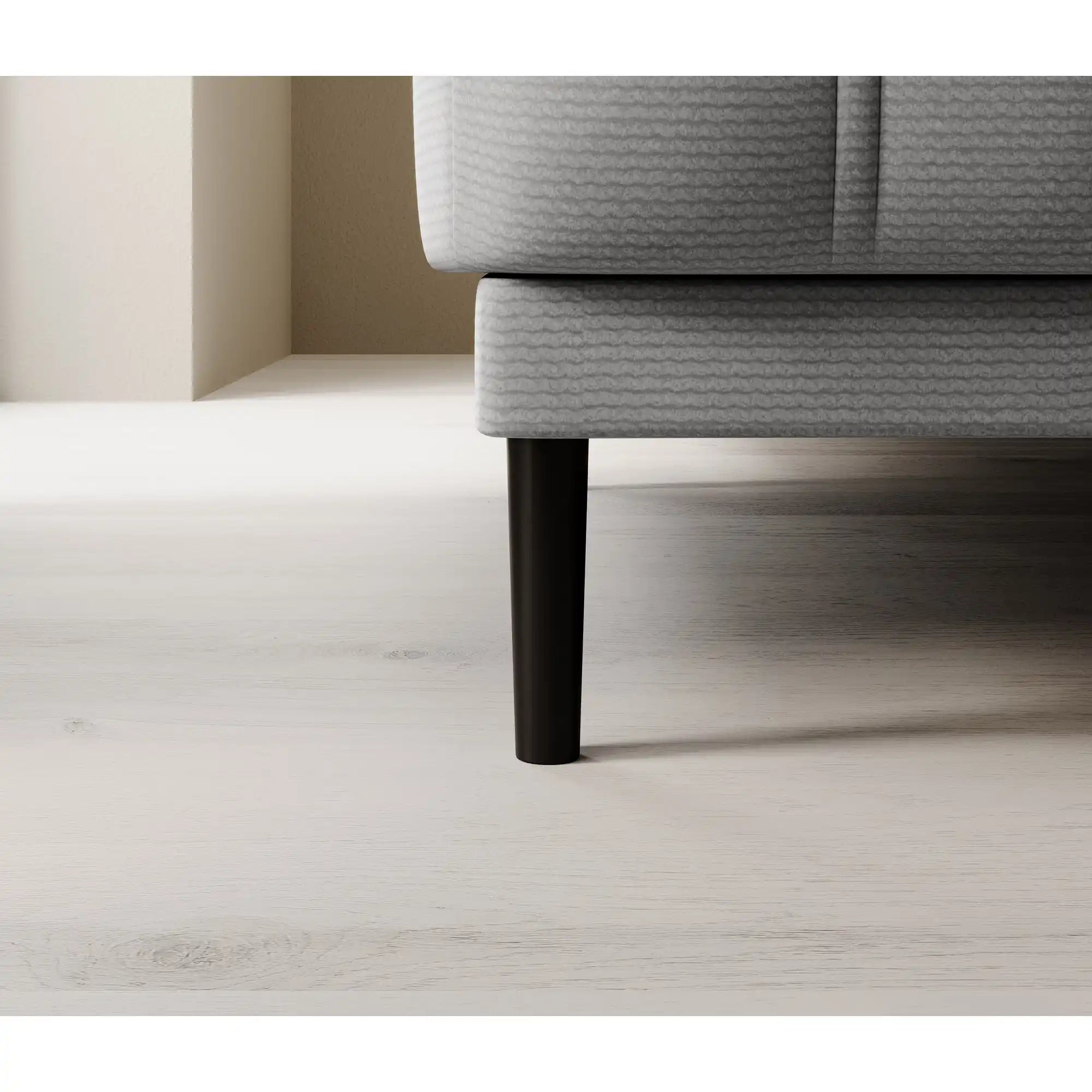 Coltar extensibil CALDO XL, sezlong dreapta, stofa catifelata gri - Riviera 91, Gama Premium, cu lada depozitare si tetiere reglabile, 342x200x99 cm