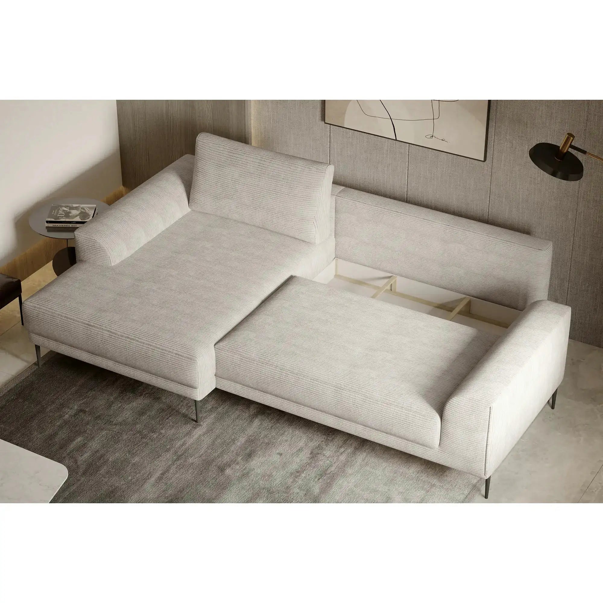 Coltar extensibil CAPITOL, personalizabil, cu lada depozitare, 276x175x89 cm