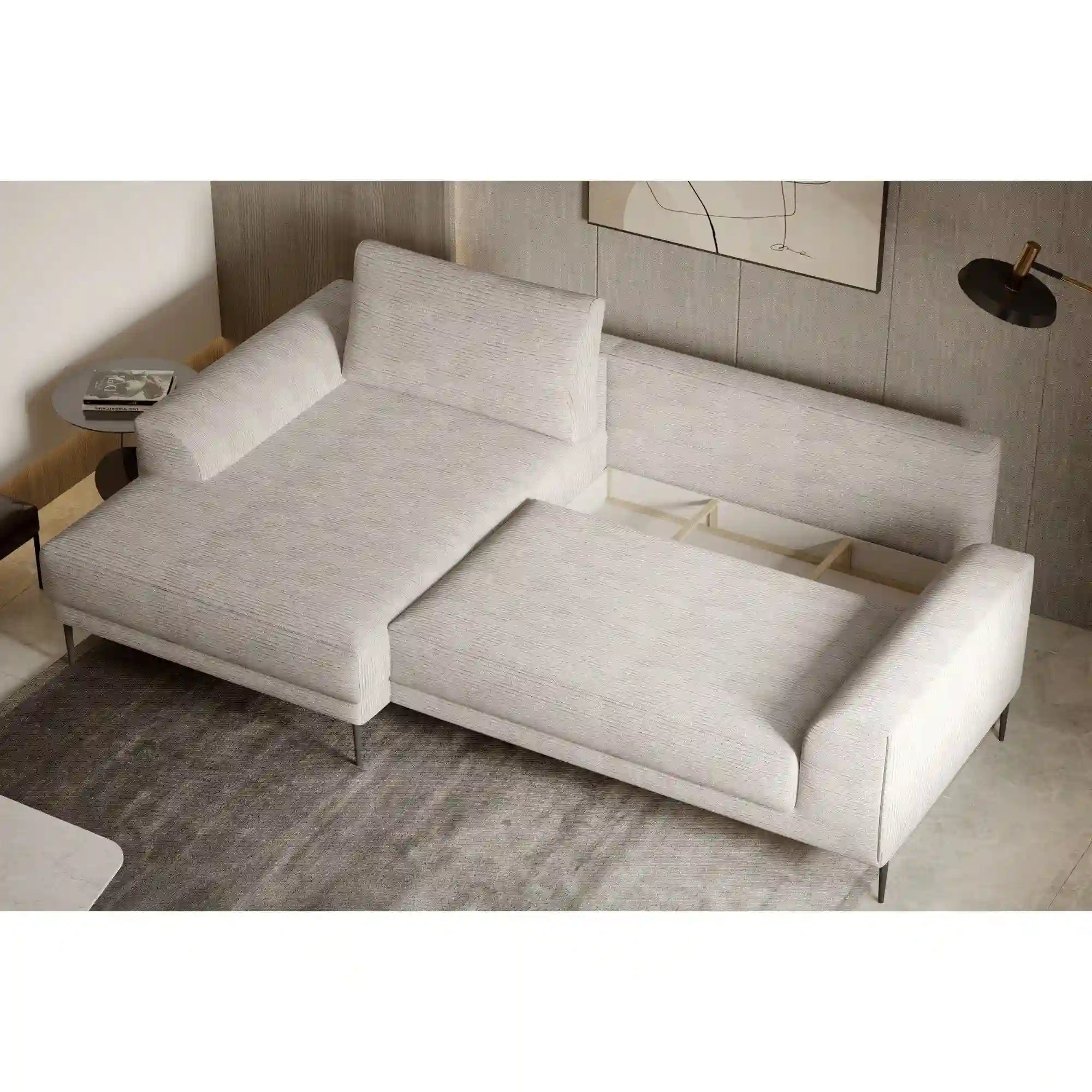 Coltar extensibil CAPITOL, personalizabil materiale gama Premium, cu lada depozitare, 276x175x89 cm