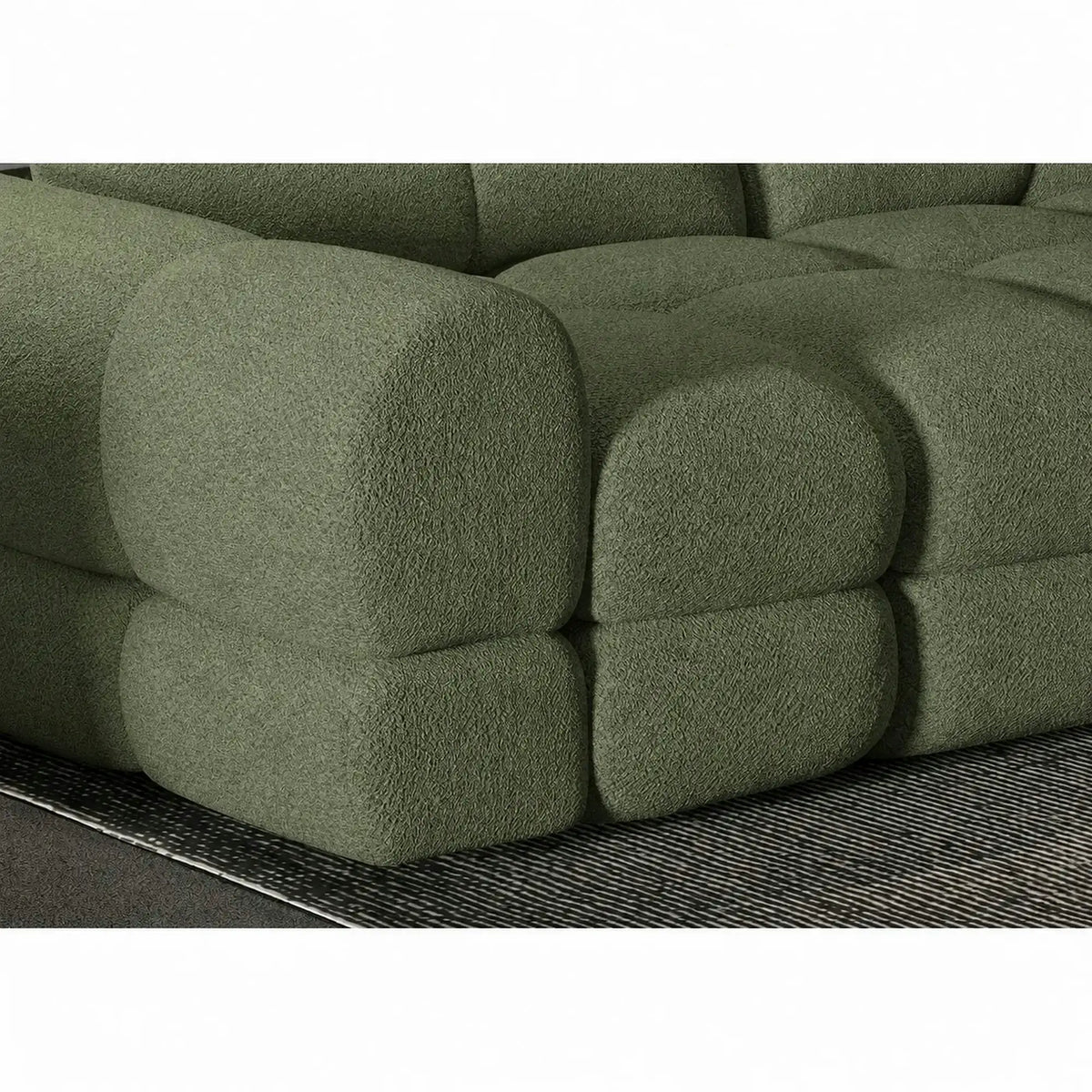 Coltar extensibil confortabil TOLLO MINI, sezlong dreapta, stofa catifelata verde - Shanghai 07, cu lada depozitare si reglaj electric, 283x171x105 cm