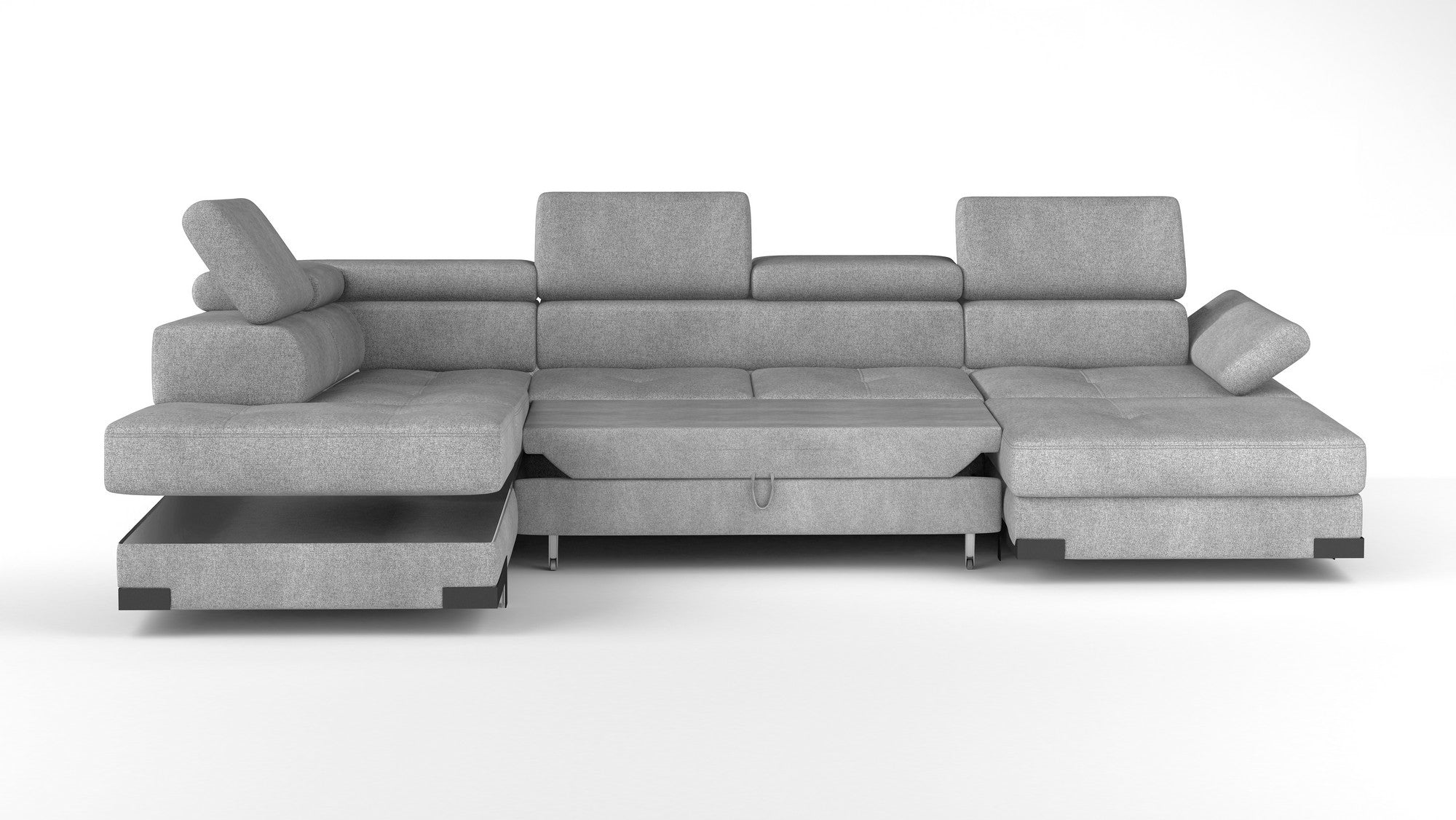 Coltar extensibil EMPOLI XL, personalizabil materiale gama Oferta Avantaj, cu lada depozitare si tetiere reglabile, 380x218x94 cm