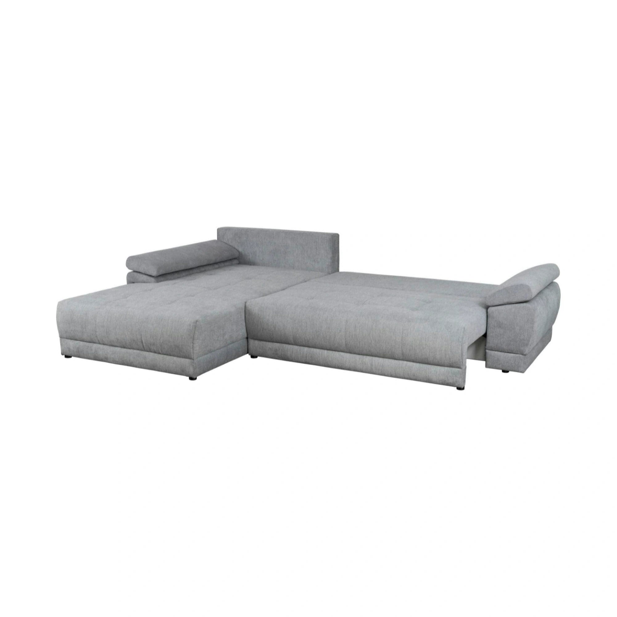 Coltar extensibil EVEREST, universal, stofa catifelata gri - Monolith 85, cu lada depozitare, 308x213x90 cm
