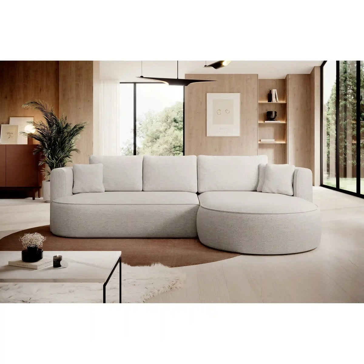 Coltar extensibil FIORE, personalizabil materiale Gama Premium, cu lada depozitare, 284x183x82 cm