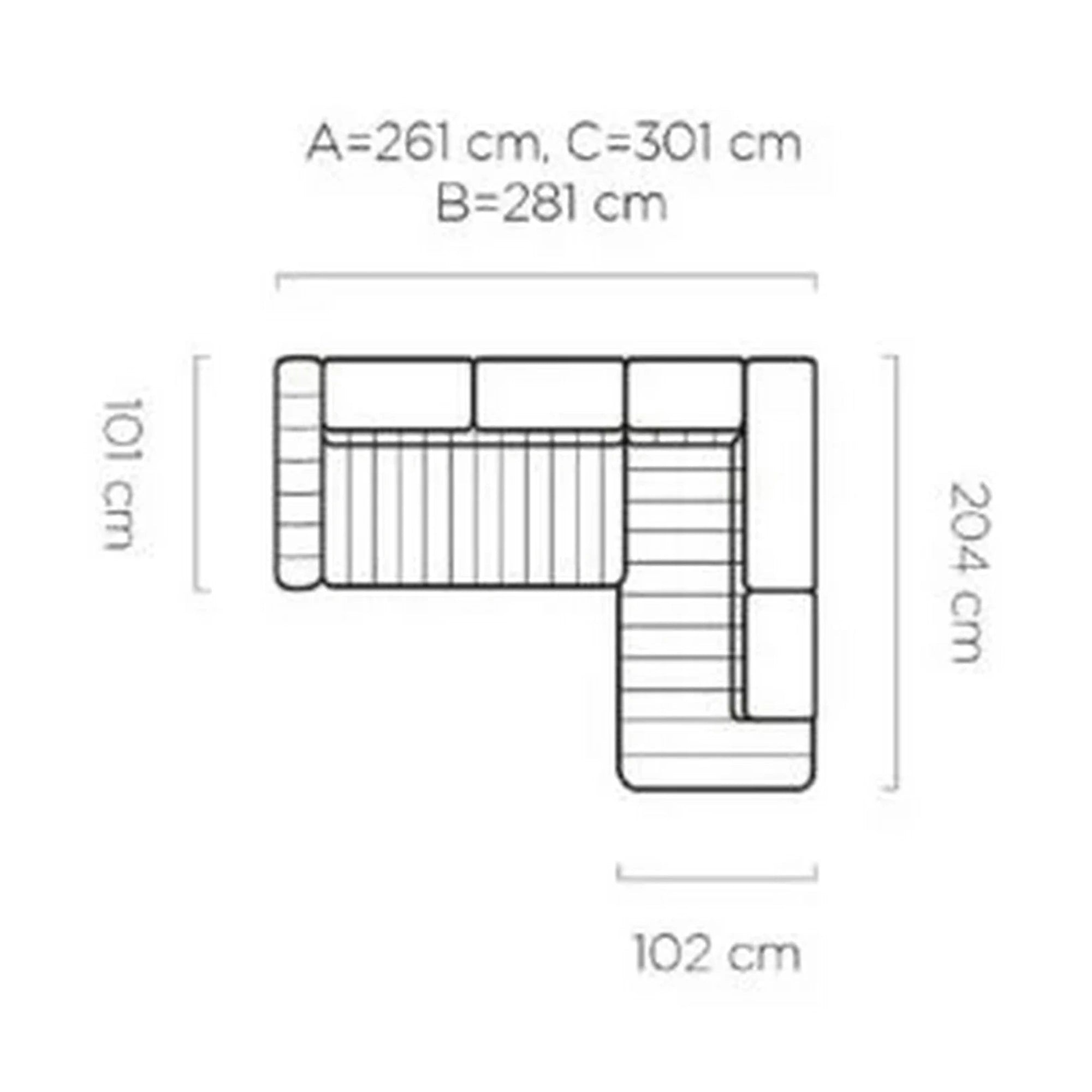 Coltar extensibil GANDI 160, personalizabil, cu lada depozitare si tetiere reglabile, 301x204x99 cm