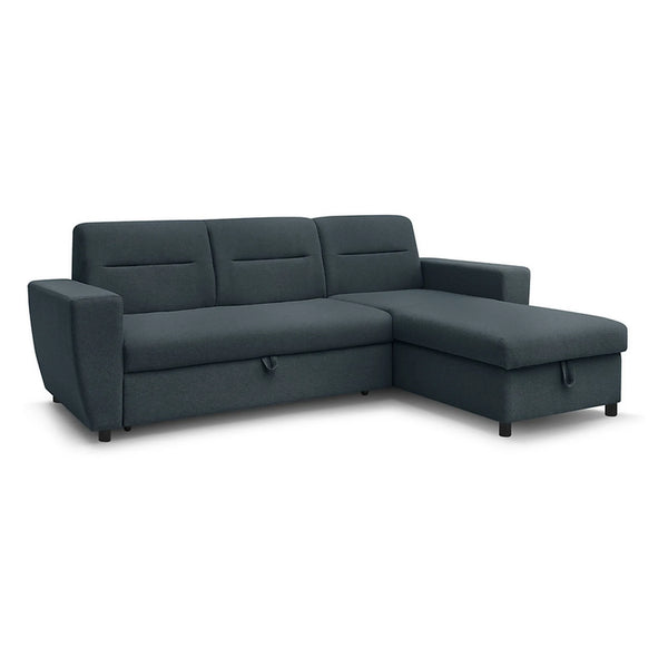 Coltar extensibil KIERTEN, universal, stofa clasica gri inchis- Opium 98, cu lada depozitare, 248x162x84 cm