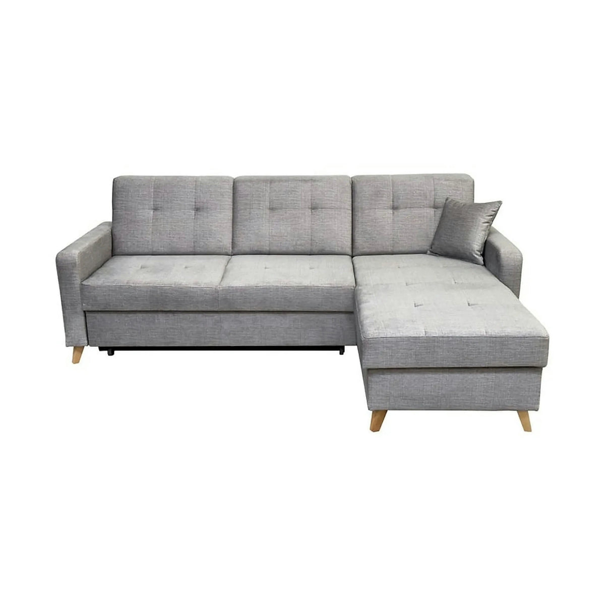 Coltar extensibil LARS, universal, stofa catifelata gri - Voss 07, cu lada depozitare, 223x161x83 cm