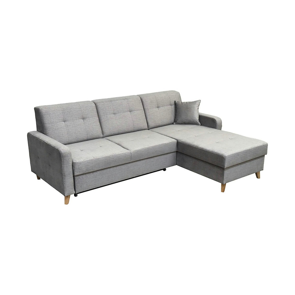Coltar extensibil LARS, universal, stofa catifelata gri - Voss 07, cu lada depozitare, 223x161x83 cm