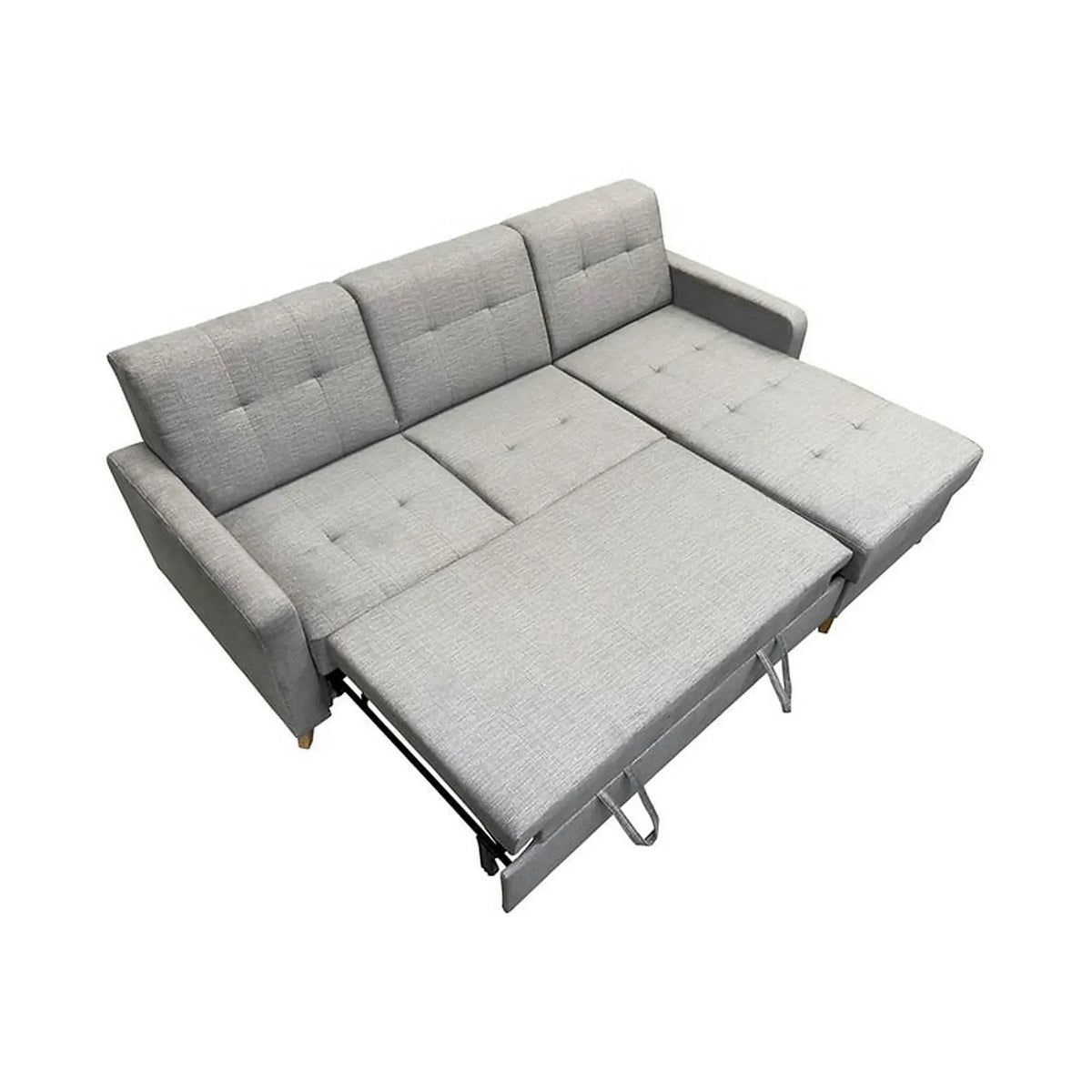 Coltar extensibil LARS, universal, stofa catifelata gri - Voss 07, cu lada depozitare, 223x161x83 cm