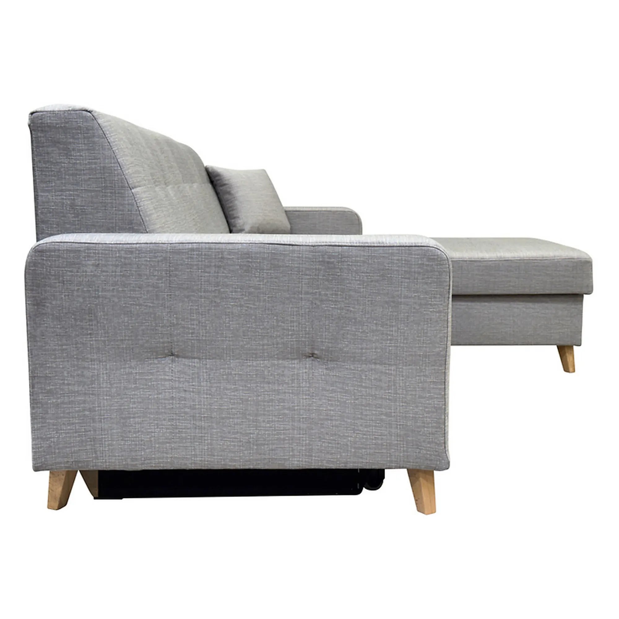 Coltar extensibil LARS, universal, stofa catifelata gri - Voss 07, cu lada depozitare, 223x161x83 cm