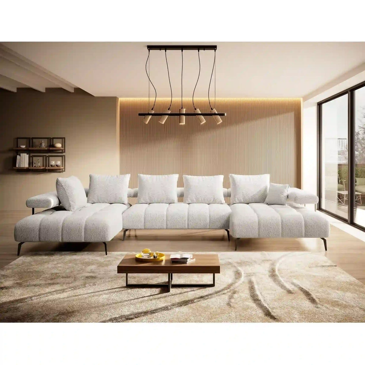 Coltar extensibil MAGNETIC XL, personalizabil materiale gama Oferta Avantaj, cu reglaj electric, 371x210x86 cm