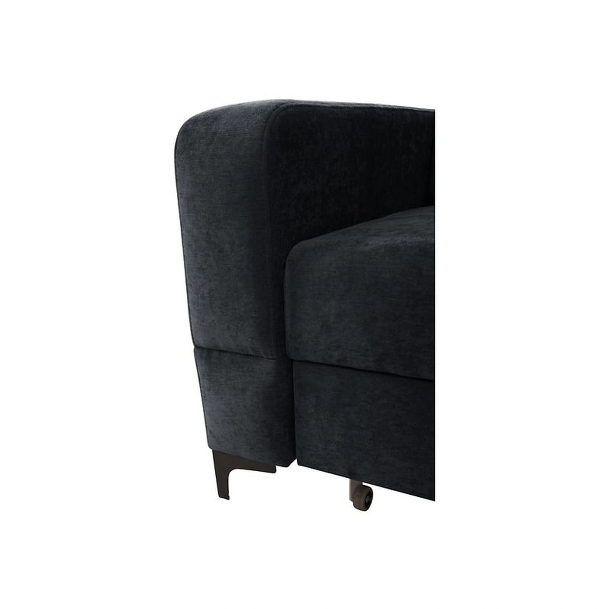 Coltar extensibil MANTO, sezlong dreapta, stofa catifelata negru - Wind 99, cu lada depozitare, 254x182x100 cm