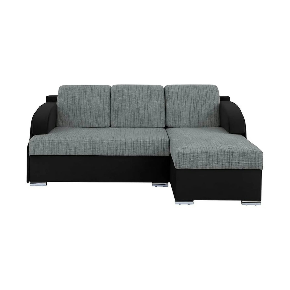 Coltar extensibil MERIN, universal, stofa catifelata negru/gri, cu lada depozitare, 205x138x89 cm