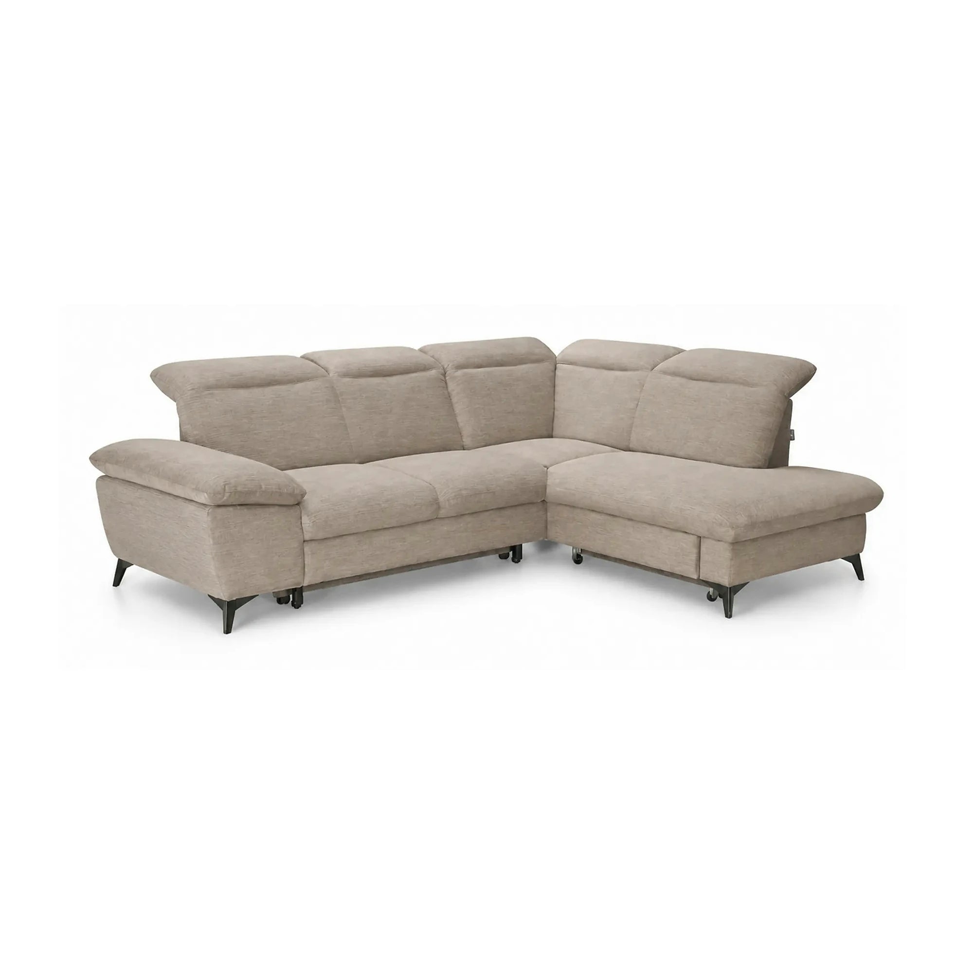 Coltar extensibil modern living LUNA, sezlong dreapta, stofa clasica bej - Campsbay R463, 268x212x101 cm