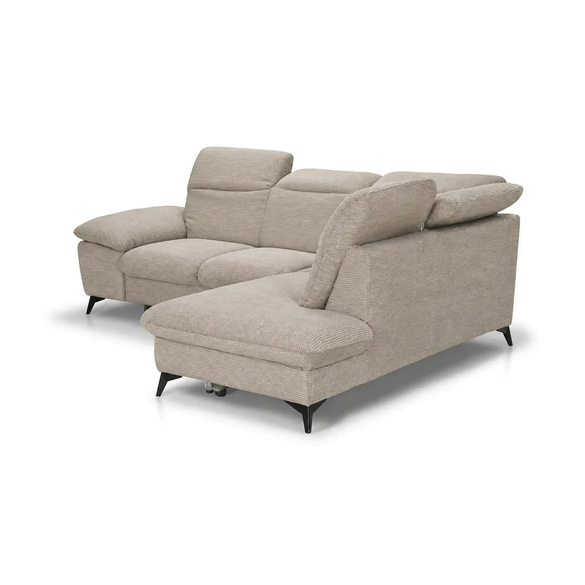 Coltar extensibil modern living LUNA, sezlong dreapta, stofa clasica bej - Campsbay R463, 268x212x101 cm