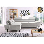 Coltar extensibil MOLINA MINI, personalizabil, cu lada depozitare si tetiere reglabile, 277x189x90 cm