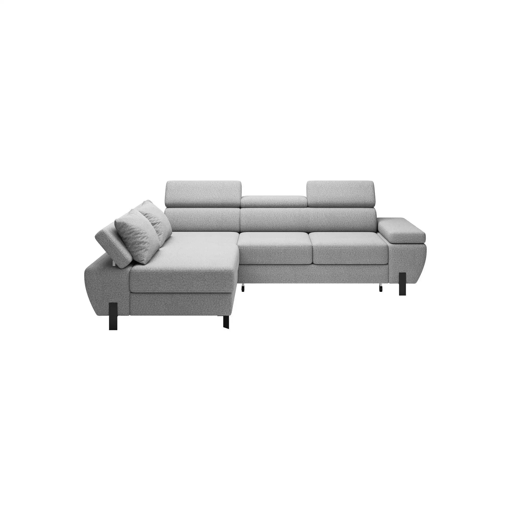 Coltar extensibil MOLINA MINI, sezlong stanga, stofa catifelata bej - Palladium 02, Gama Premium, cu lada depozitare, 277x189x90 cm