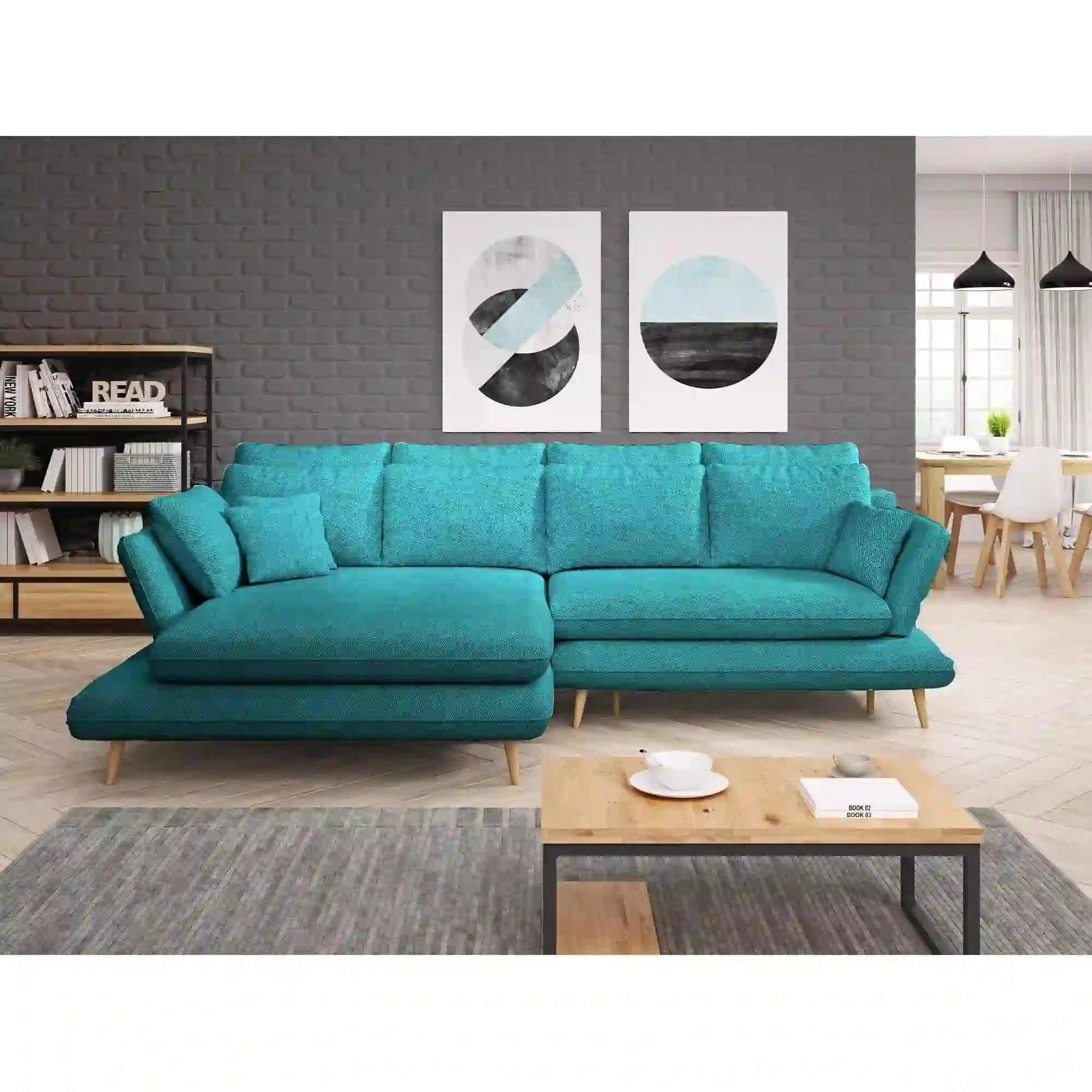 Coltar extensibil MONTE, personalizabil materiale gama Oferta Avantaj, cu lada depozitare, 283x181x90 cm