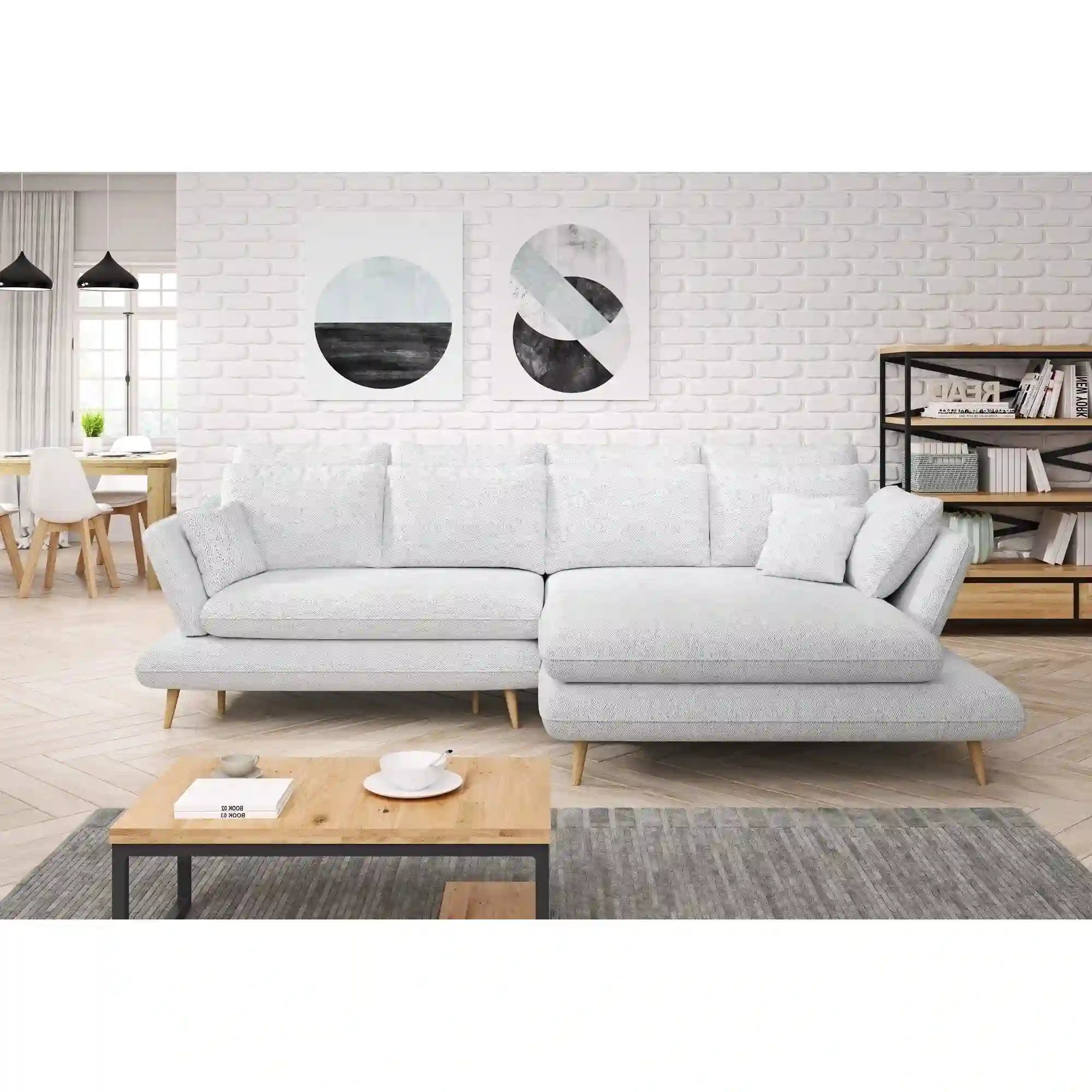 Coltar extensibil MONTE, stofa clasica bej - Austin 2, cu lada depozitare, 283x181x90 cm