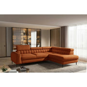 Coltar extensibil NAVAS L, personalizabil, cu lada depozitare si tetiere reglabile, 246x175x86 cm
