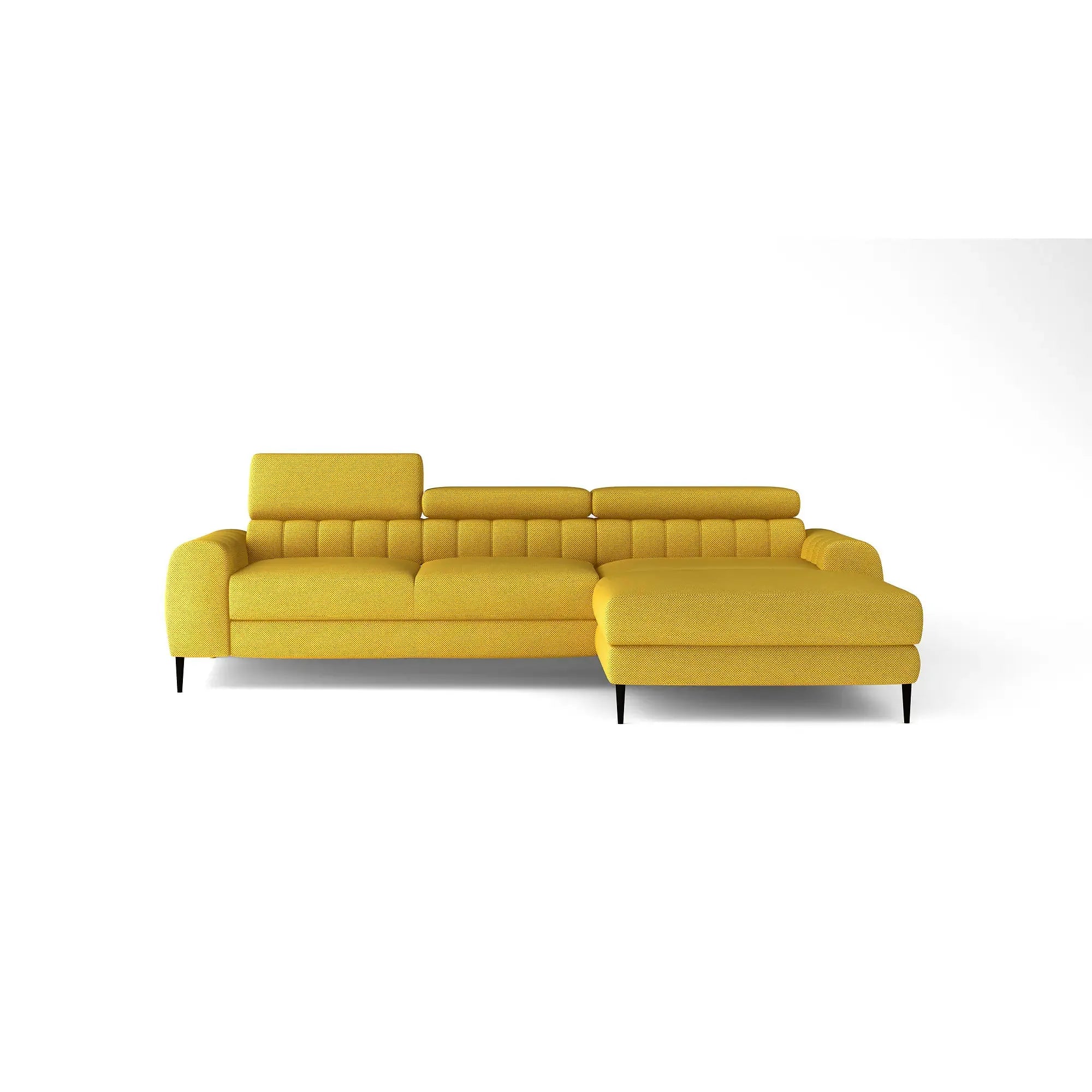Coltar extensibil NAVAS MINI, personalizabil, cu lada depozitare si tetiere reglabile, 240x165x86 cm