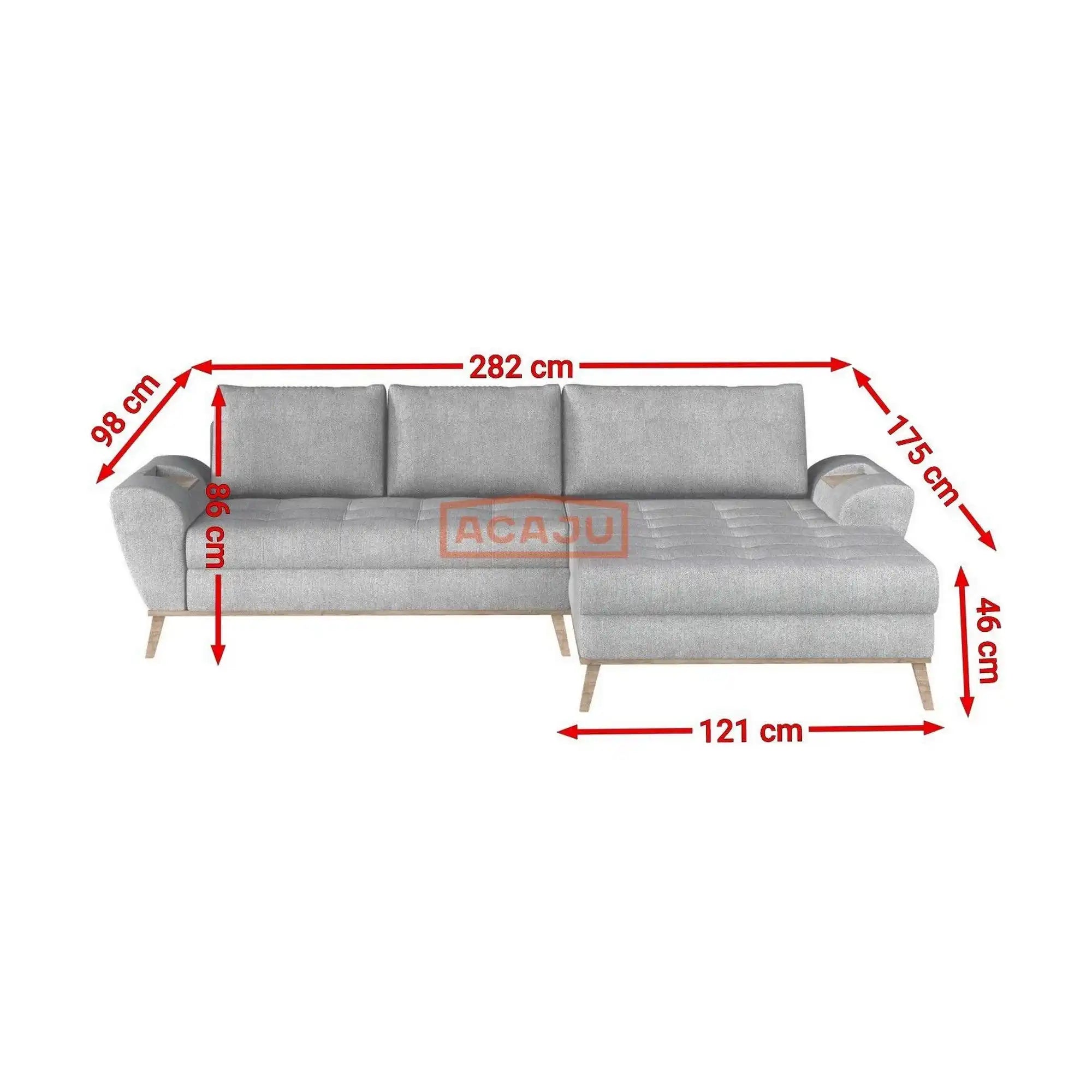 Coltar extensibil NUBO, sezlong dreapta, stofa catifelata crem - Salvador 1, Gama Premium, cu lada depozitare, 282x175x86 cm
