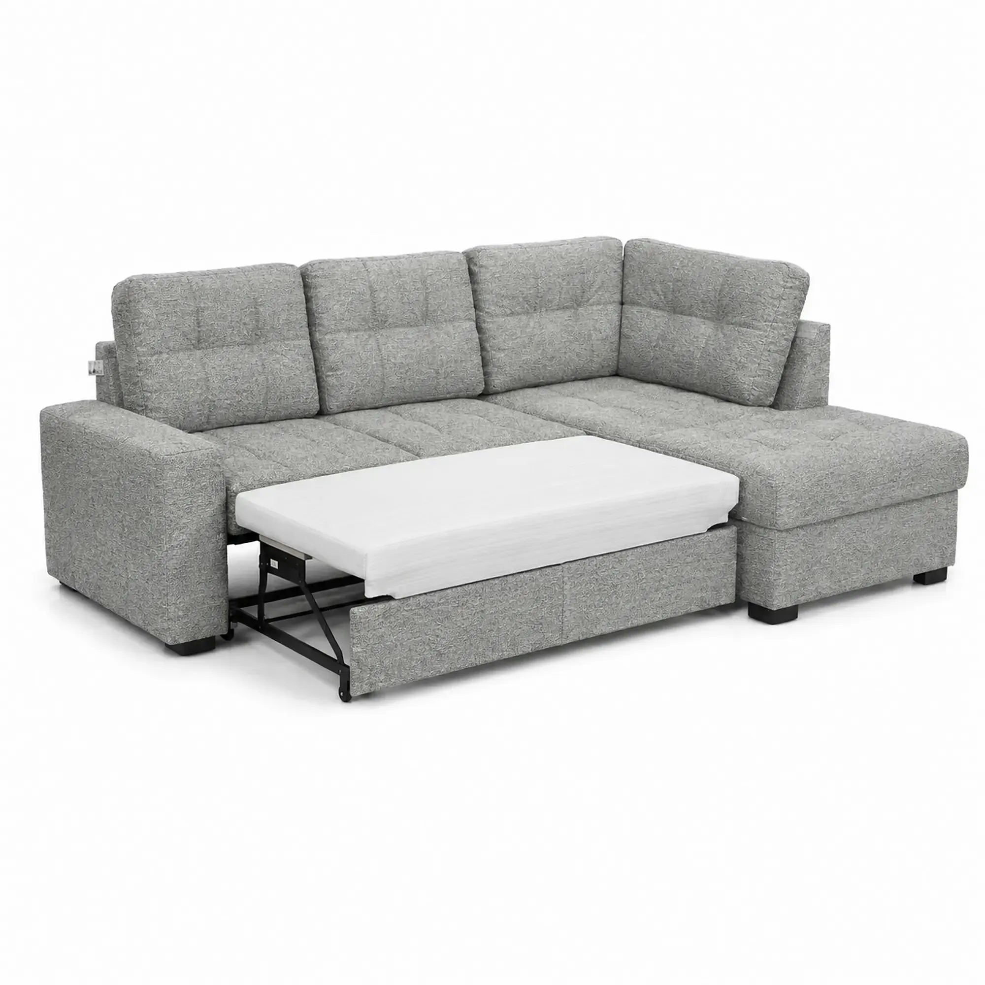 Coltar extensibil pentru living HERA, sezlong dreapta, stofa gri - Orlando C018, 240x173x93 cm