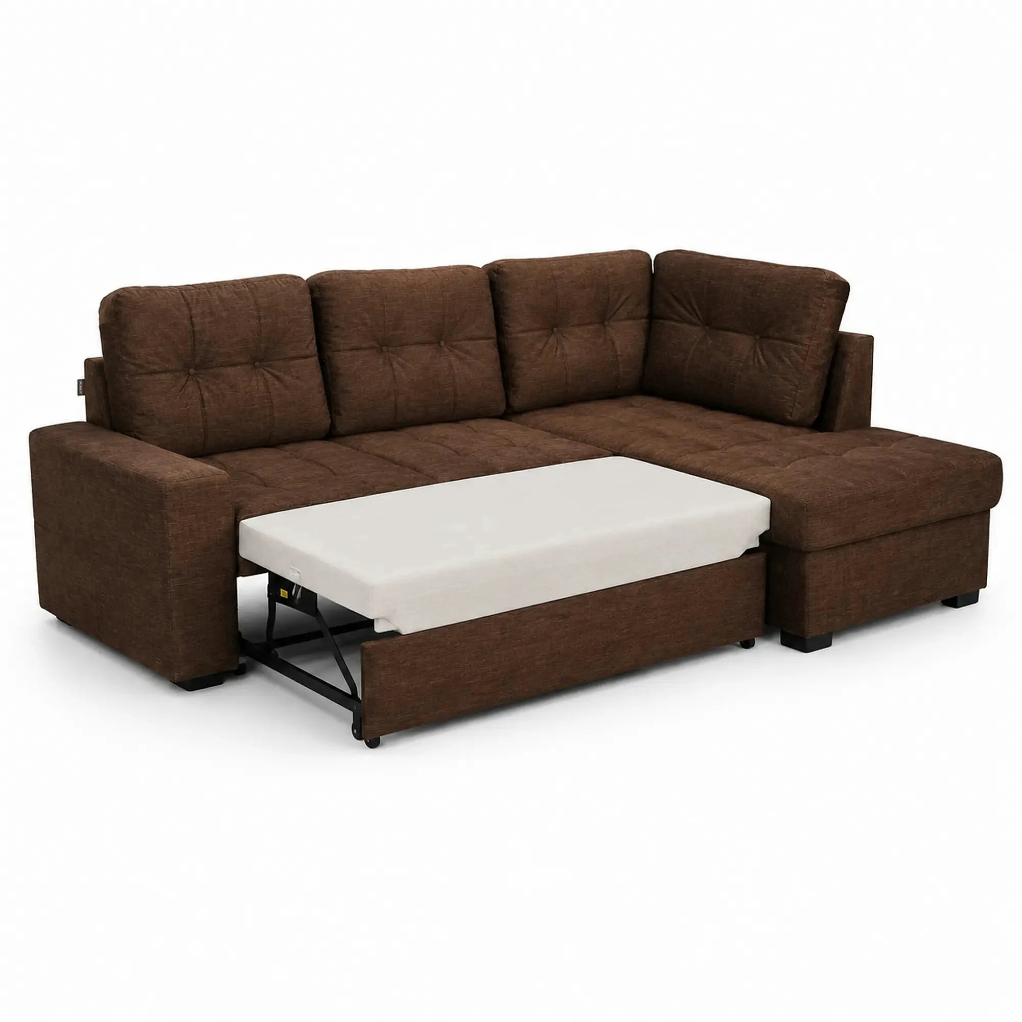 Coltar extensibil pentru living HERA, sezlong dreapta, stofa maro - Campsbay R458, 240x173x93 cm