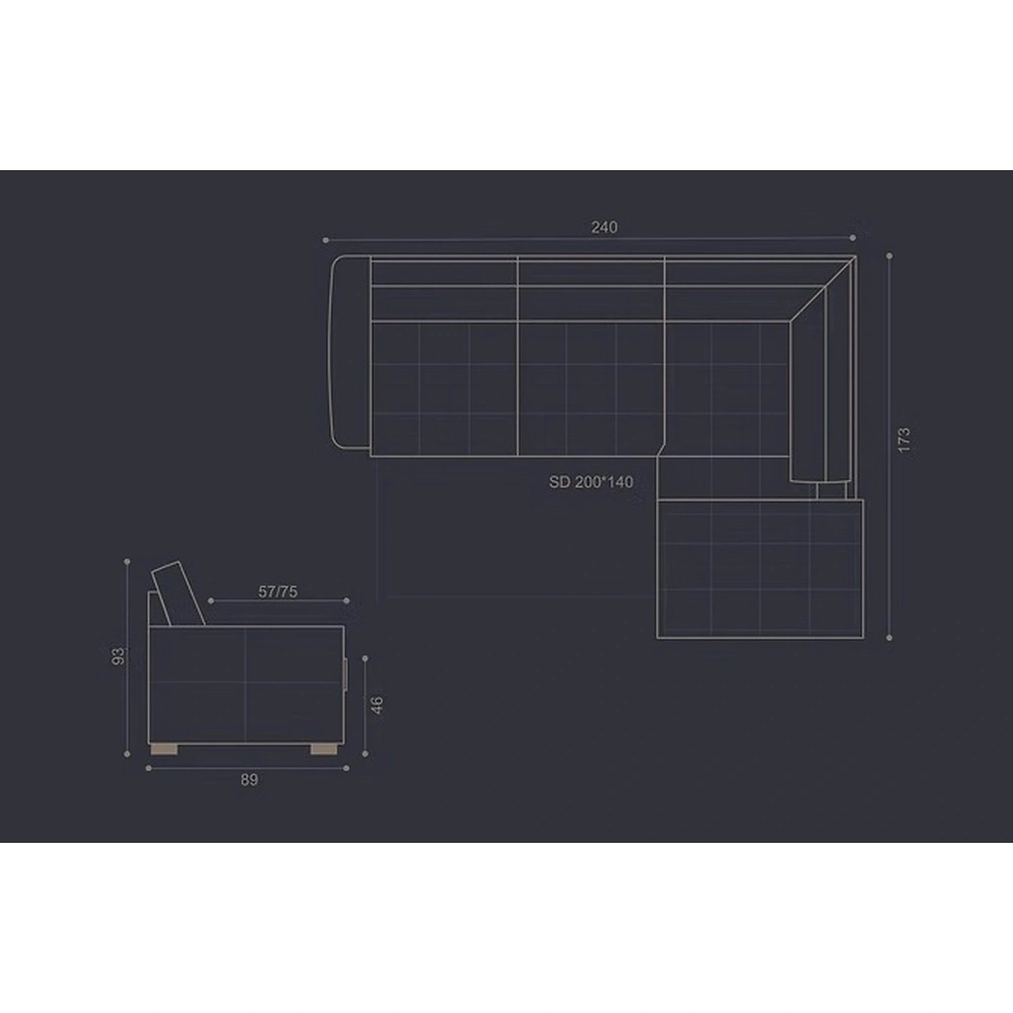 Coltar extensibil pentru living HERA, sezlong dreapta, stofa maro deschis - Miracle C278, 240x173x93 cm