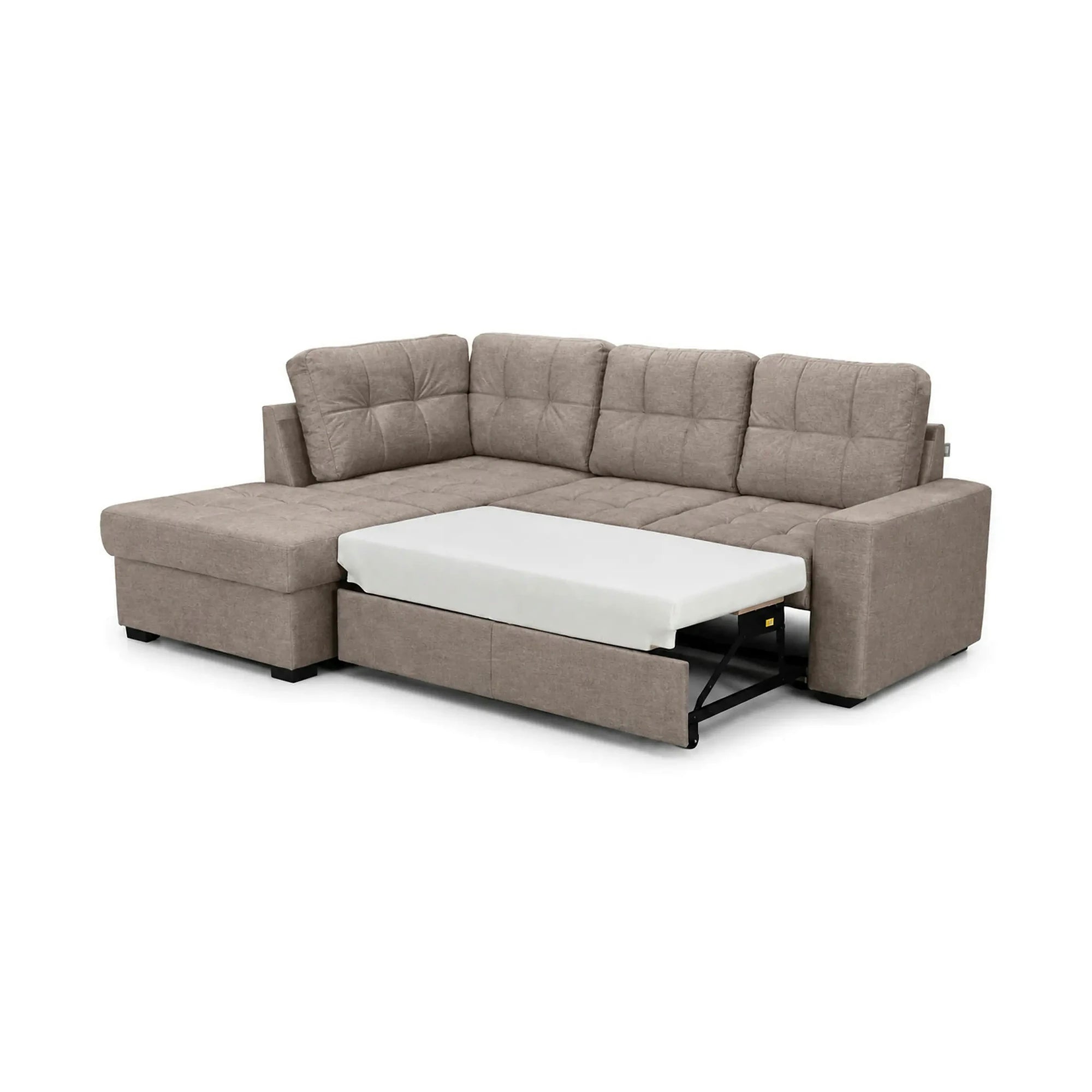 Coltar extensibil pentru living HERA, sezlong stanga, stofa maro deschis - Miracle C278, 240x173x93 cm