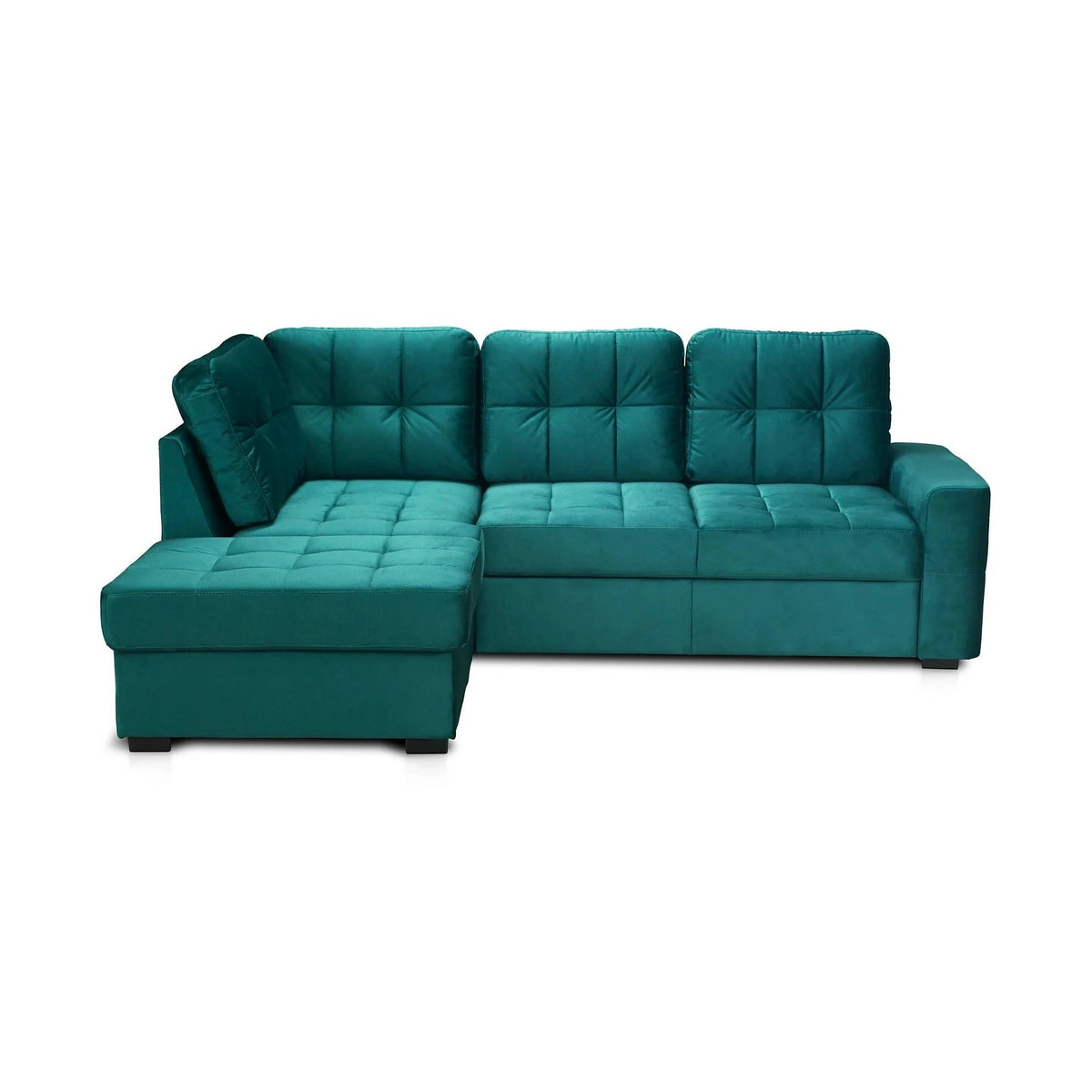 Coltar extensibil pentru living HERA, sezlong stanga, stofa verde - Velvet F613, 240x173x93 cm