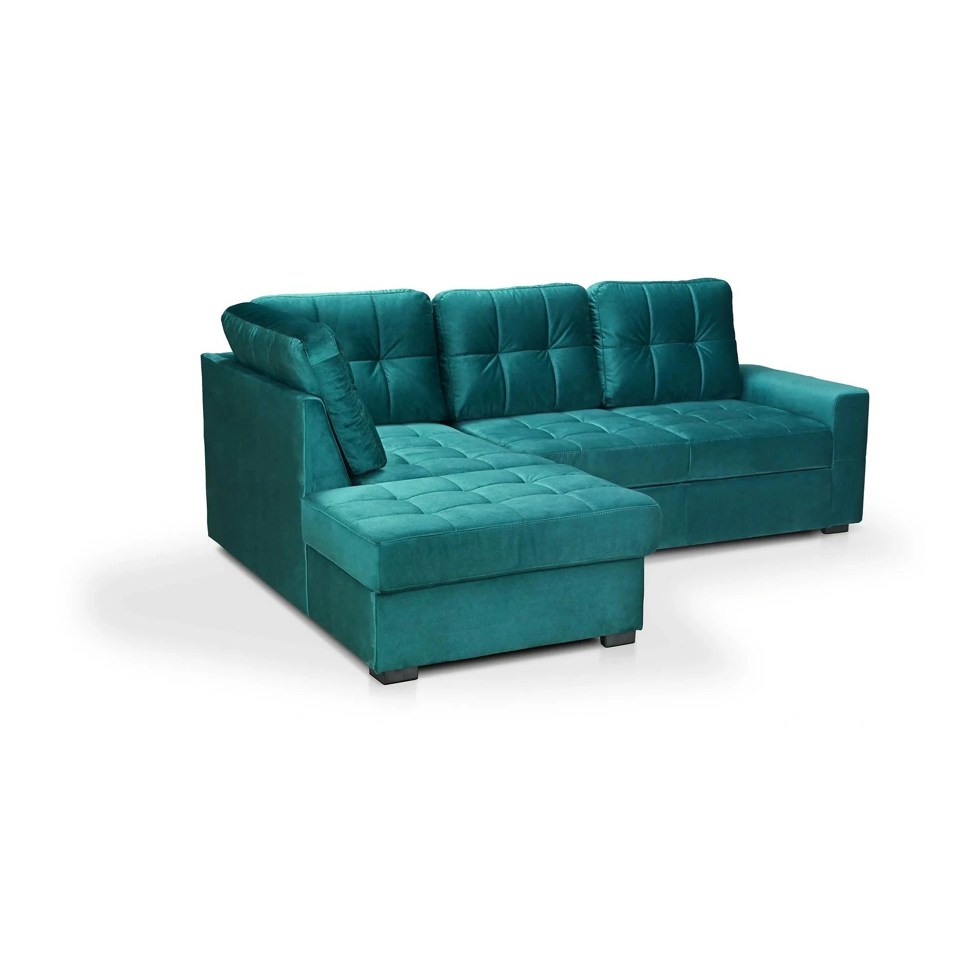 Coltar extensibil pentru living HERA, sezlong stanga, stofa verde - Velvet F613, 240x173x93 cm