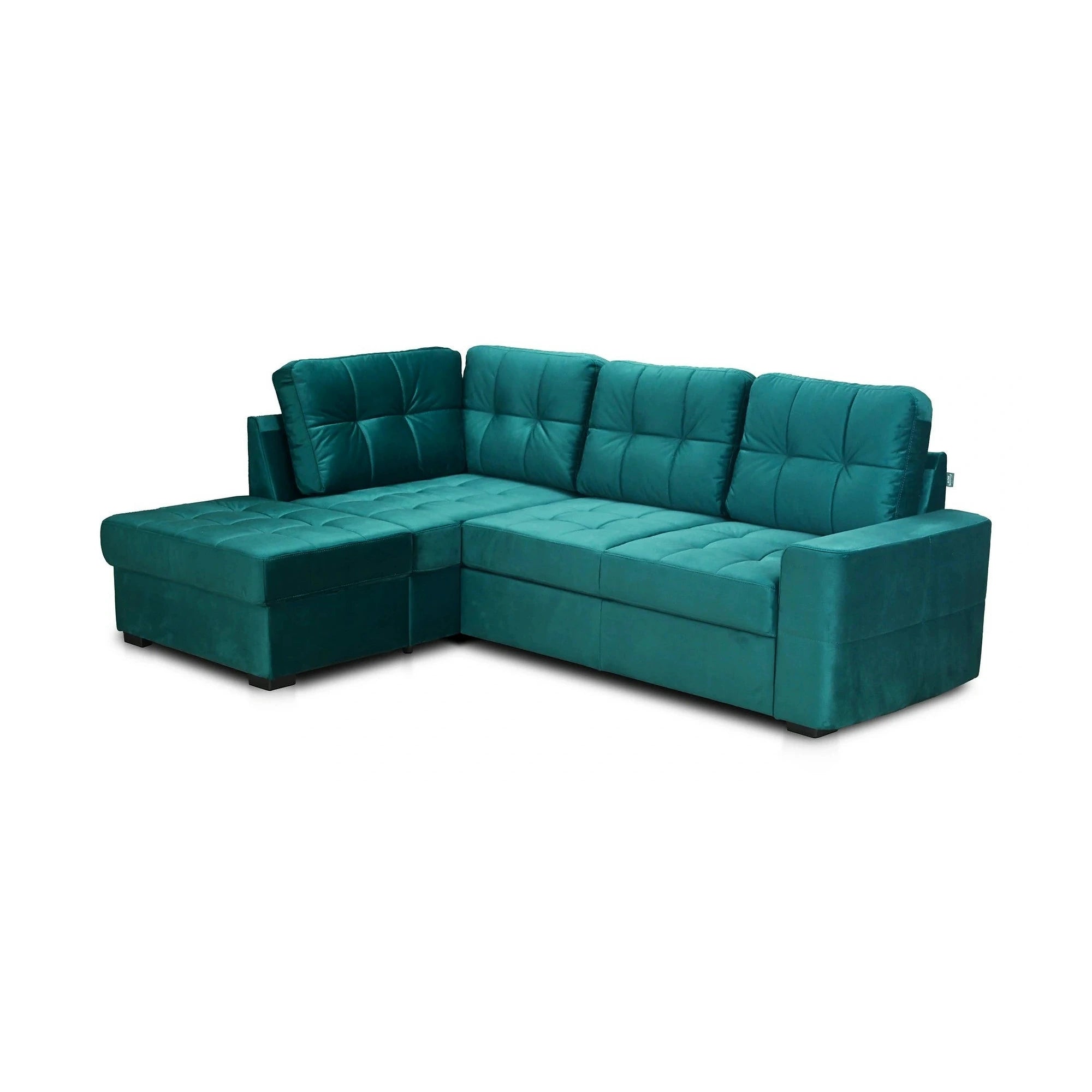Coltar extensibil pentru living HERA, sezlong stanga, stofa verde - Velvet F613, 240x173x93 cm