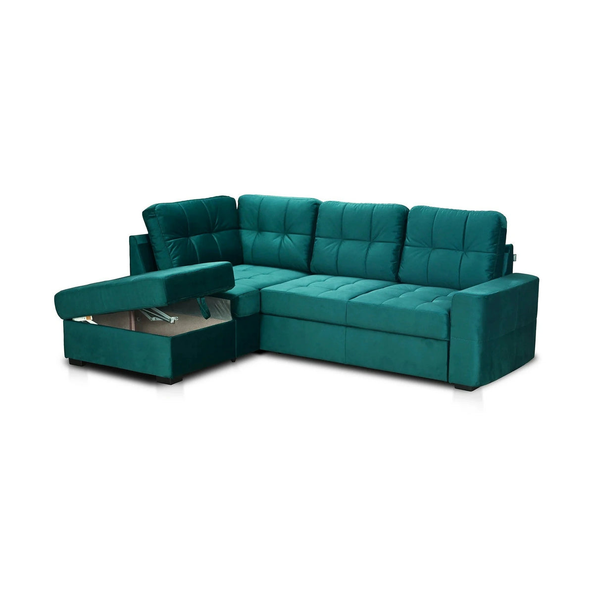 Coltar extensibil pentru living HERA, sezlong stanga, stofa verde - Velvet F613, 240x173x93 cm