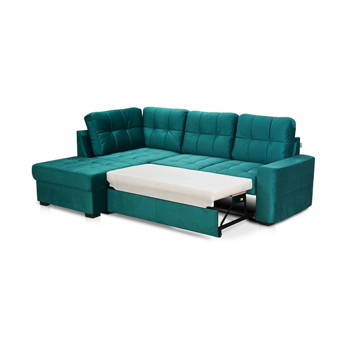 Coltar extensibil pentru living HERA, sezlong stanga, stofa verde - Velvet F613, 240x173x93 cm