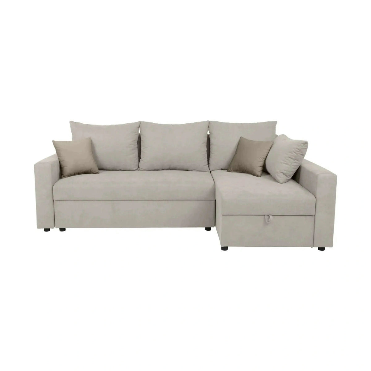 Coltar extensibil PREZEMEK IV, universal, stofa clasica bej, cu lada depozitare, 240x138x89 cm