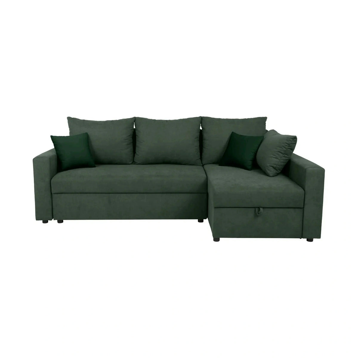 Coltar extensibil PREZEMEK IV, universal, stofa clasica verde, cu lada depozitare, 240x138x89 cm