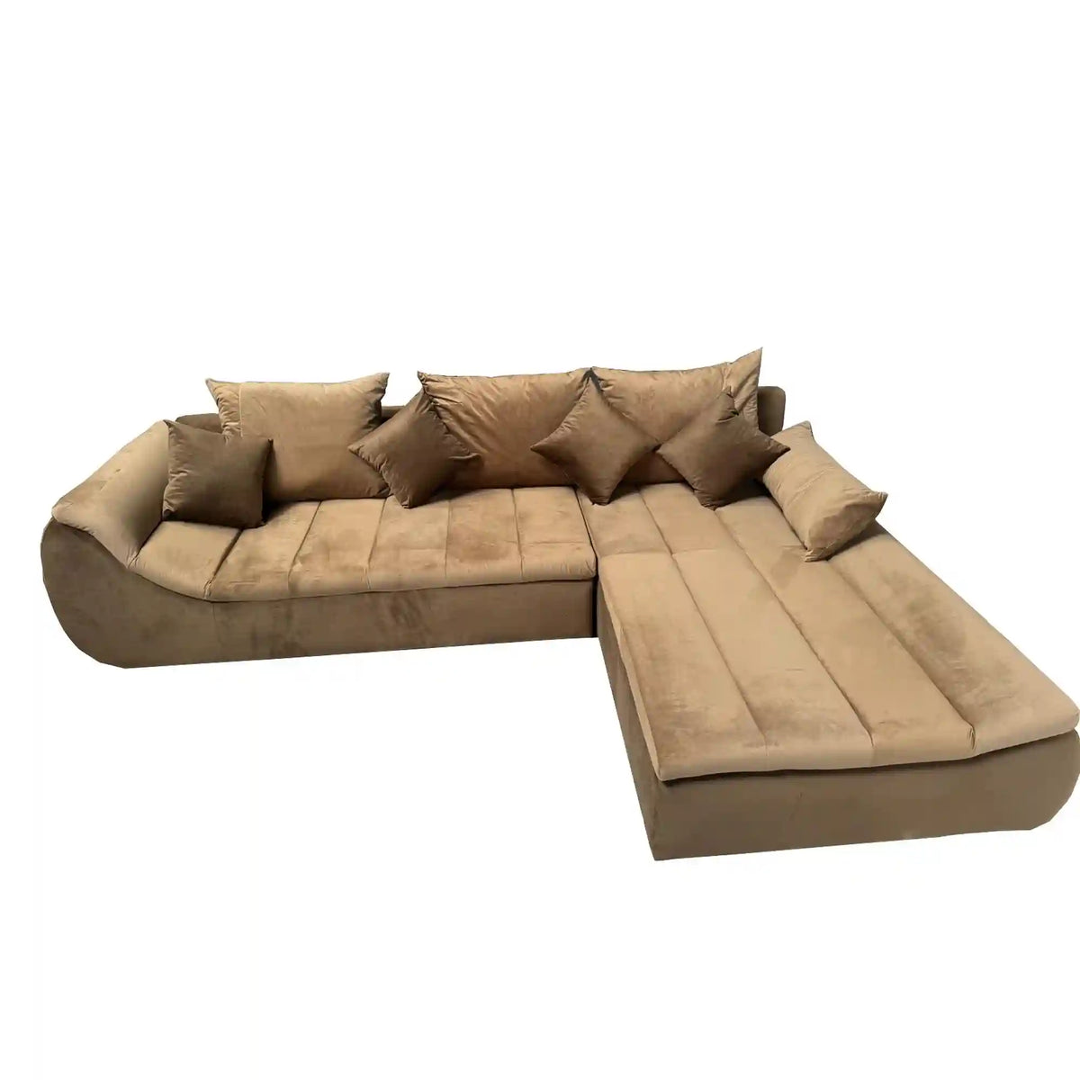 Coltar extensibil ROSARIO-OANA, stofa crem/maro, cu lada depozitare, 300x200x76 cm