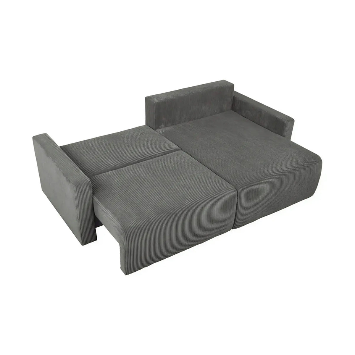 Coltar extensibil RUFIO, universal, stofa catifelata gri - Paso 22, cu lada depozitare, 230x146x91 cm