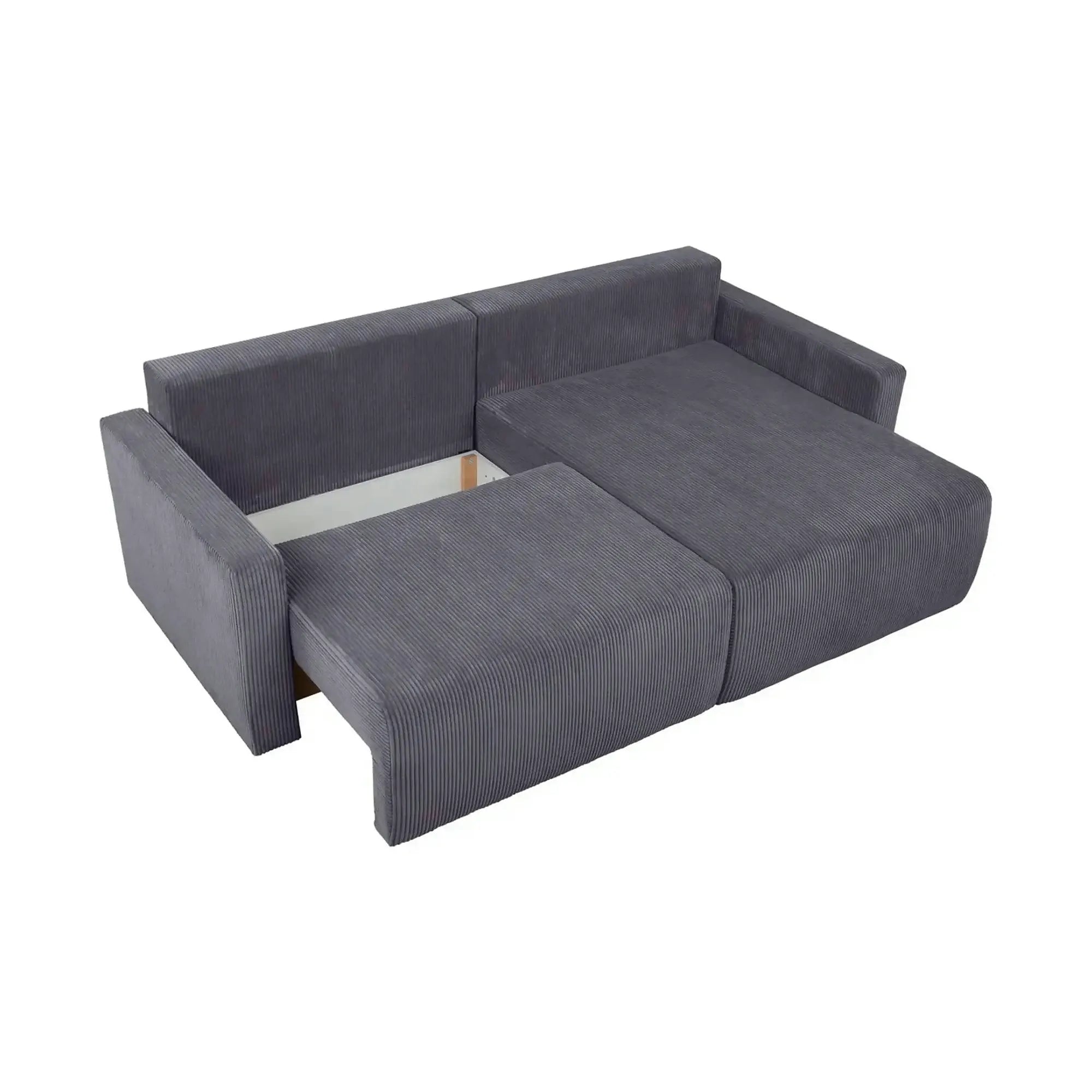 Coltar extensibil RUFIO, universal, stofa catifelata gri - Paso 22, cu lada depozitare, 230x146x91 cm